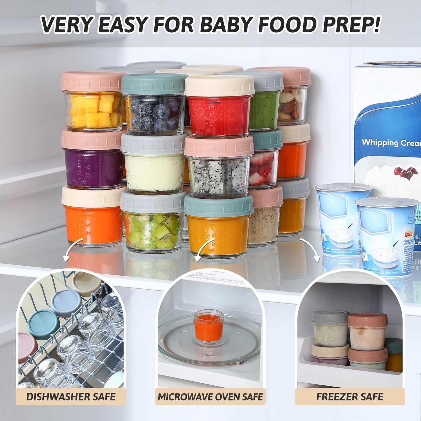 VITEVER 12 Pack Glass Baby Food Storage Containers