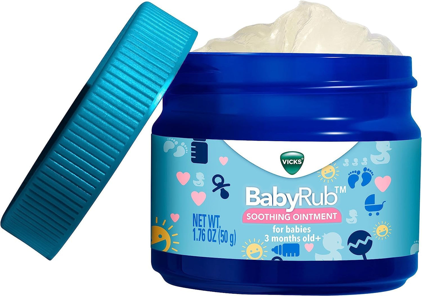 Vicks BabyRub Chest Rub Ointment with Soothing Aloe, Eucalyptus, Lavender, and Rosemary, 1.76 oz