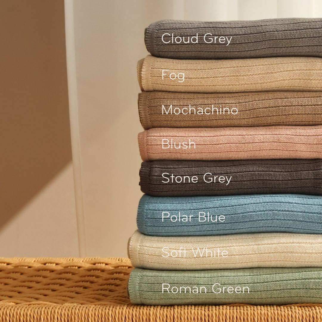 Knitted Organic Cotton Baby Blanket- Swaddle Blanket, 30" x 40" Soft Receiving Blanket for Newborn (Mochachino)