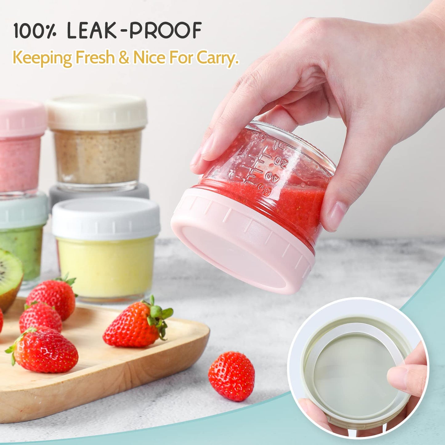 VITEVER 12 Pack Glass Baby Food Storage Containers