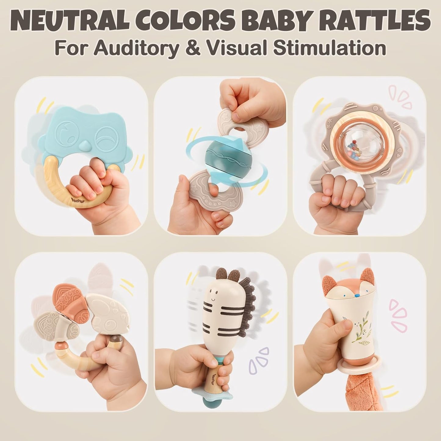 Baby Rattles & Teethers Set – Baby Toys 0-6 Months,Neutral Newborn Gift（10-Pack）