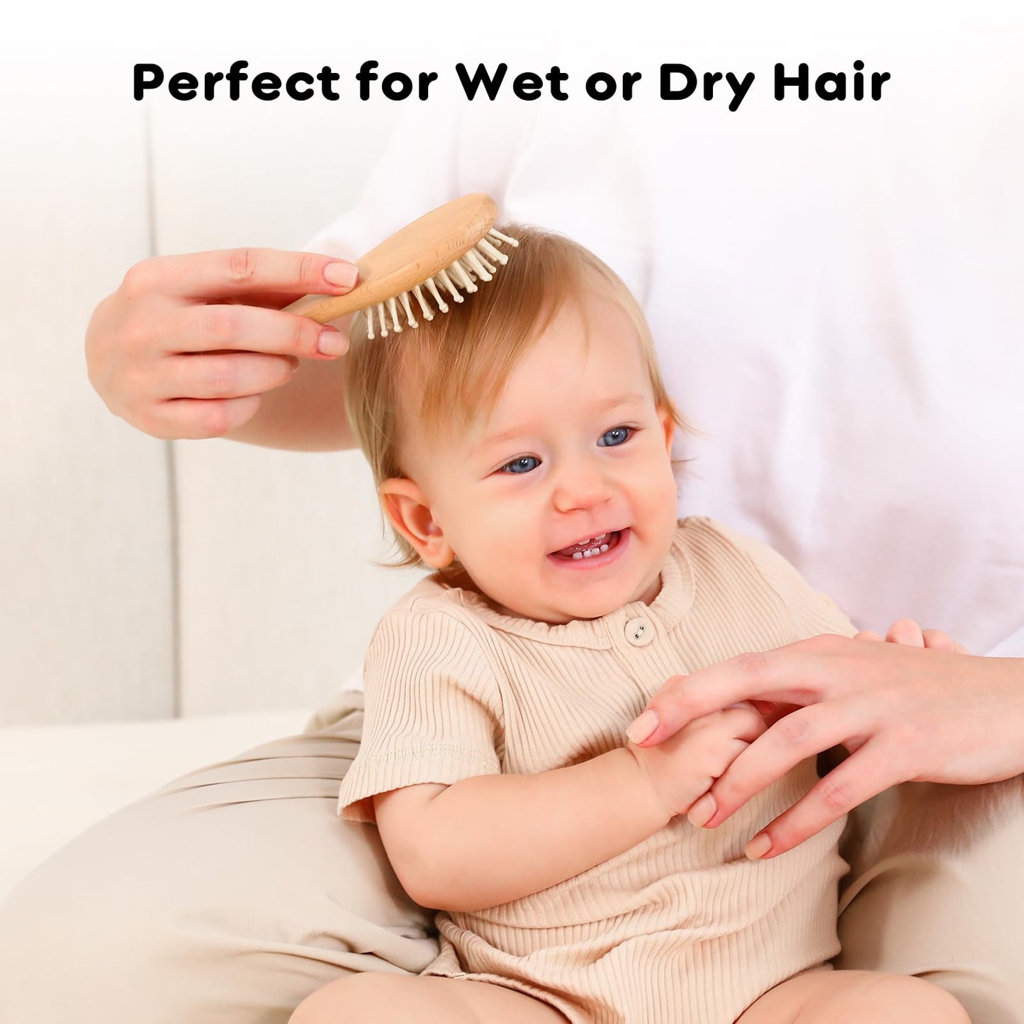 Yoofoss 4 Piece Baby Brush and Comb Set, Wooden Baby Brush with Natural Ultra Soft Goat Hair