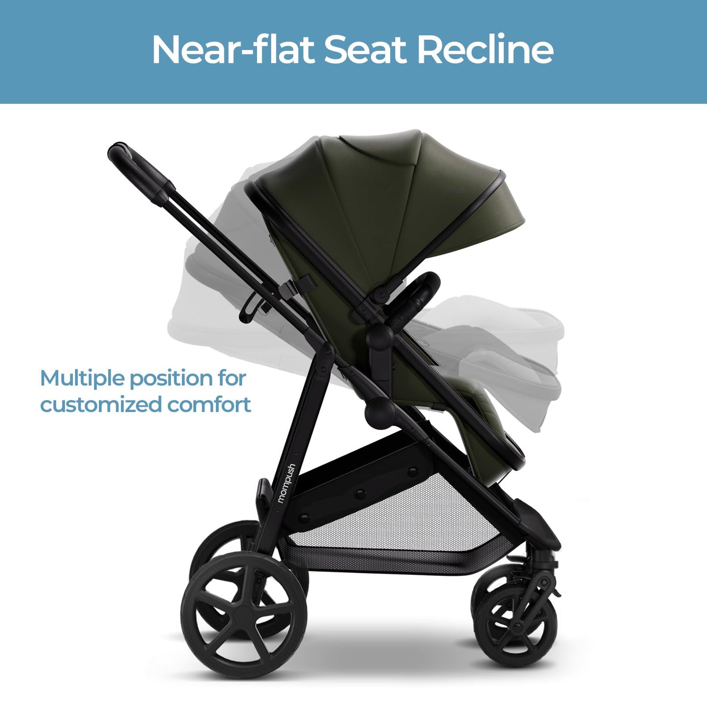 Mompush Wiz 2-in-1 Convertible Baby Stroller with Bassinet Mode, Foldable Infant Stroller with Reversible Seat and Large UPF 50+ Canopy
