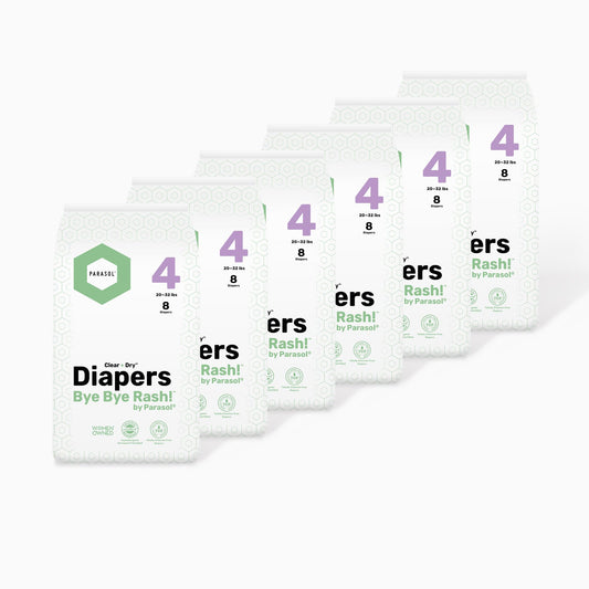 PARASOL Clear+Dry Disposable Diapers | RashShield Protection, Leakproof Design, Hypoallergenic Diaper Set | Size 2 (10-18 lbs.) 288 Count