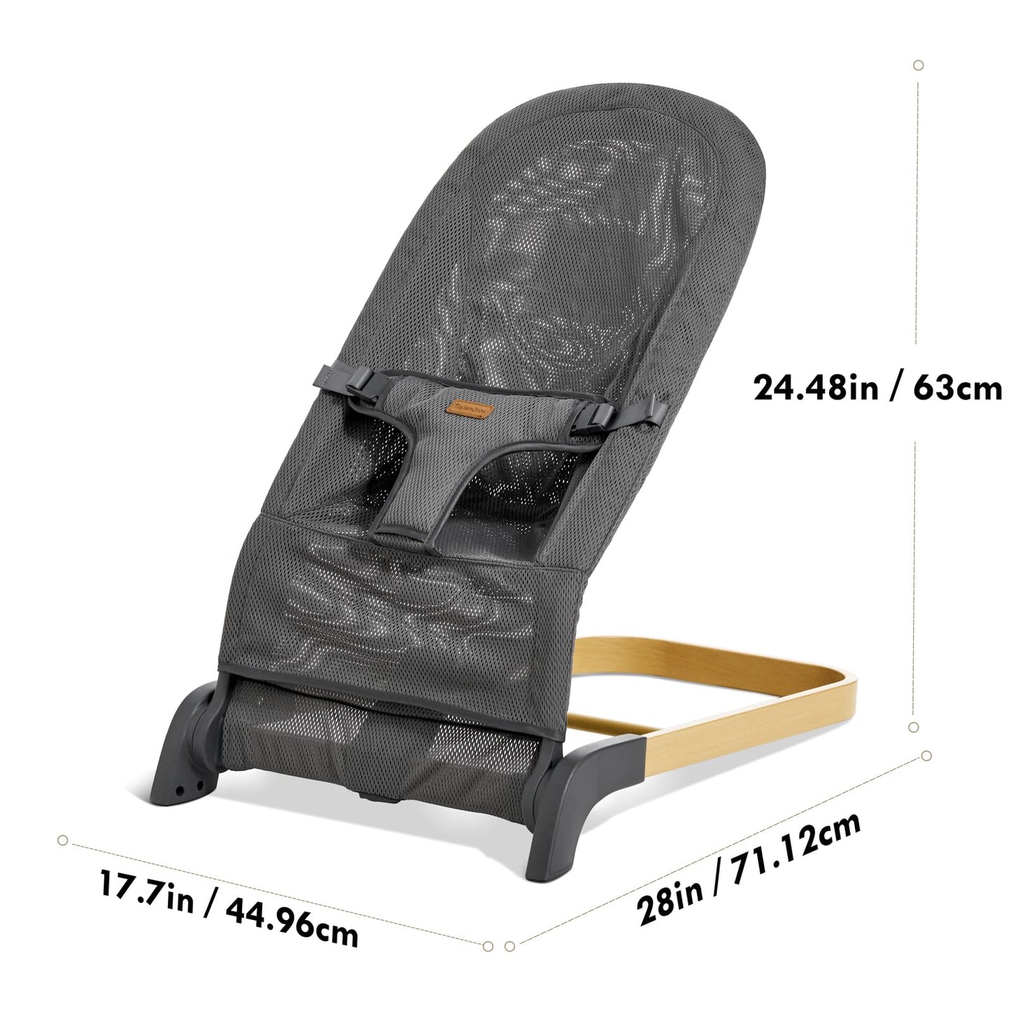 Foldable Baby Bouncer, Baby Seat with 3 Adjustable Heights, Portable Newborn Rocker