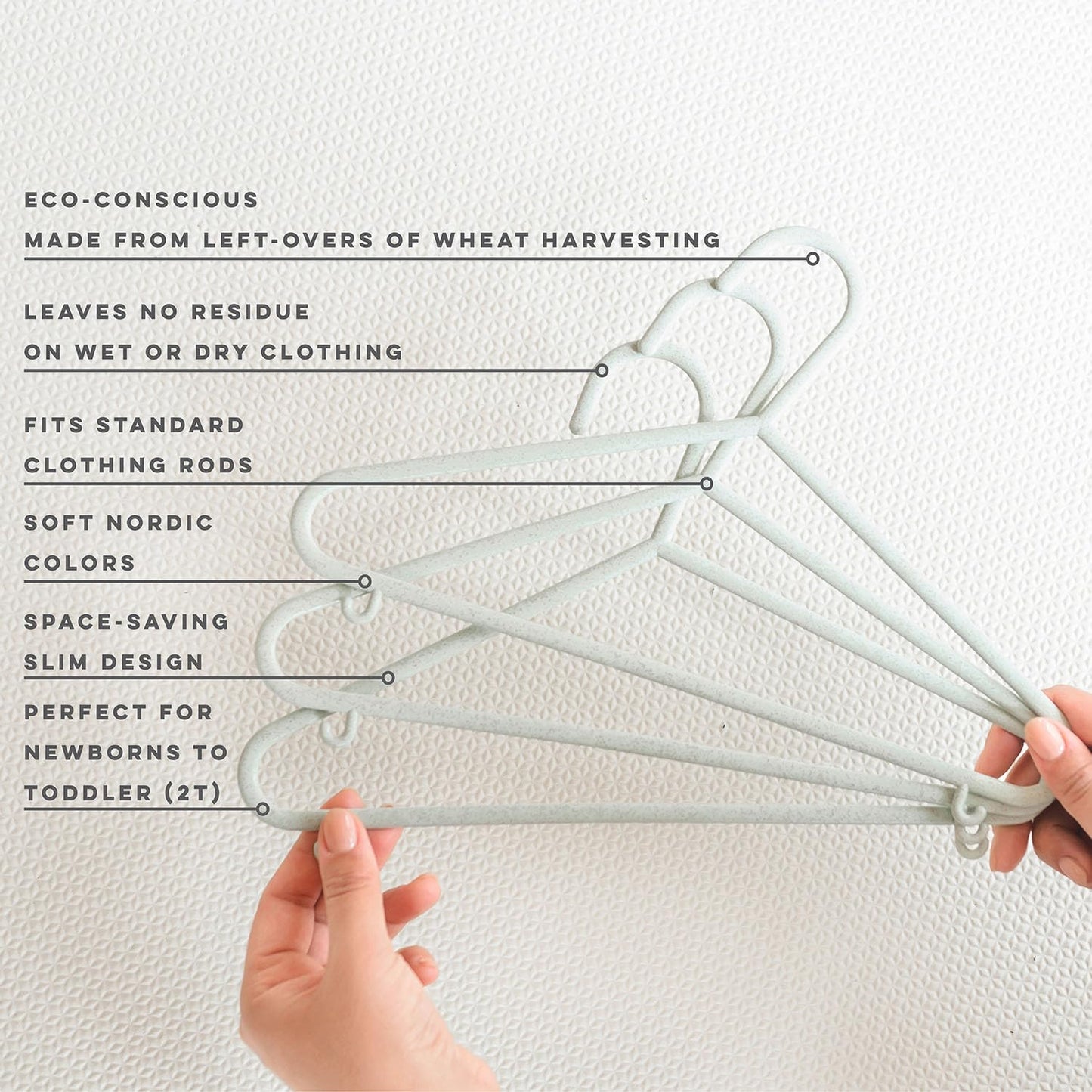 Sustainable Wheat Straw Plastic Toddler & Kids Hangers – Pack of 30