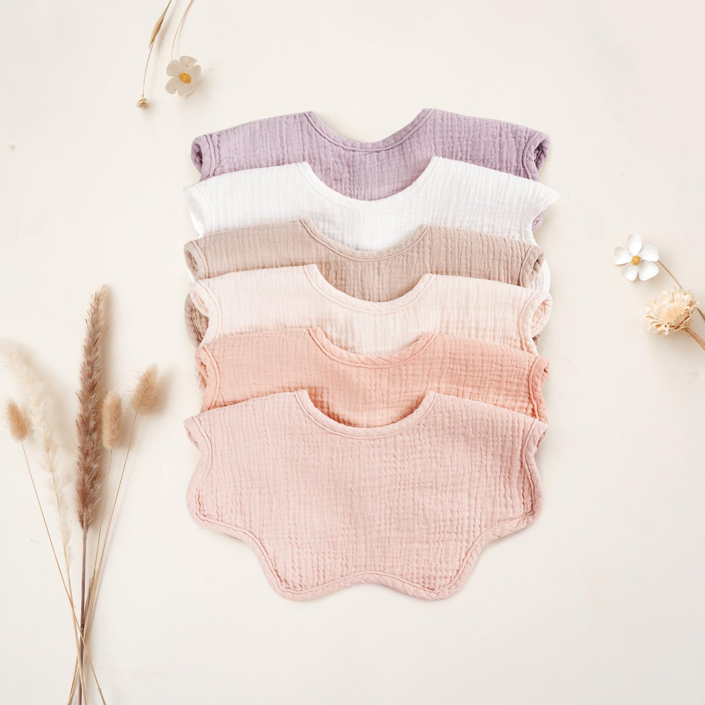 Konssy Muslin Baby Bibs 100% Cotton Absorbent Bandana Drool Bibs