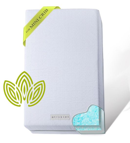 Organic Cotton Dual-Sided Mini Crib Mattress, 38x24x3 Premium Memory Foam 2-Stage CertiPUR-US Hypoallergenic Baby Mattress Firm Support for Infant Cooling Gel for Toddler Waterproof & Washable Cover