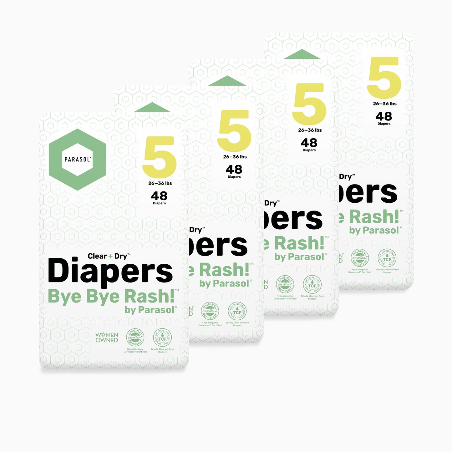 PARASOL Clear+Dry Disposable Diapers | RashShield Protection, Leakproof Design, Hypoallergenic | Size 4, (20-32 lbs) 48 Count