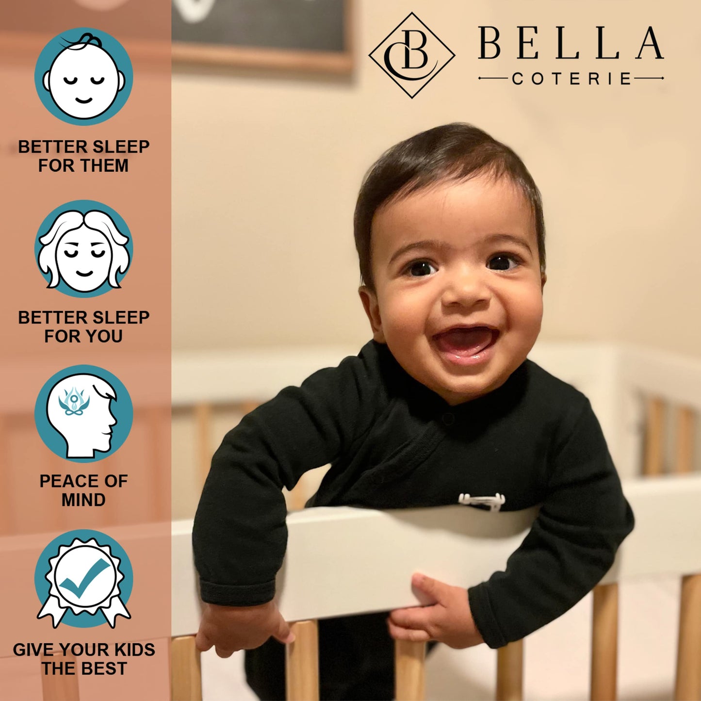 Bella Coterie Luxury Bamboo Crib Sheet | Organically Grown | Ultra Soft | Cooling for Better Sleep | Deep Pocket Fitted Sheet for Crib & Toddler Mattress | Viscose Made from Bamboo [Champagne]