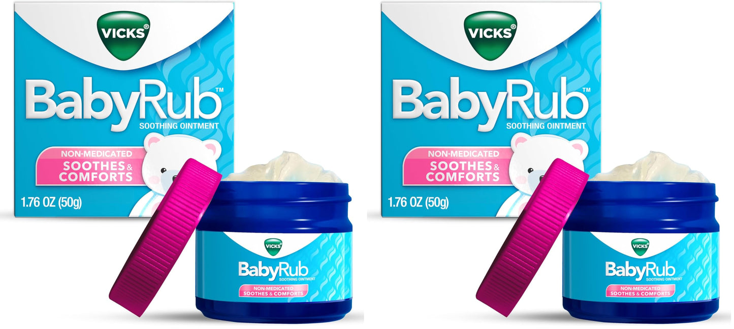Vicks BabyRub Chest Rub Ointment with Soothing Aloe, Eucalyptus, Lavender, and Rosemary, 1.76 oz