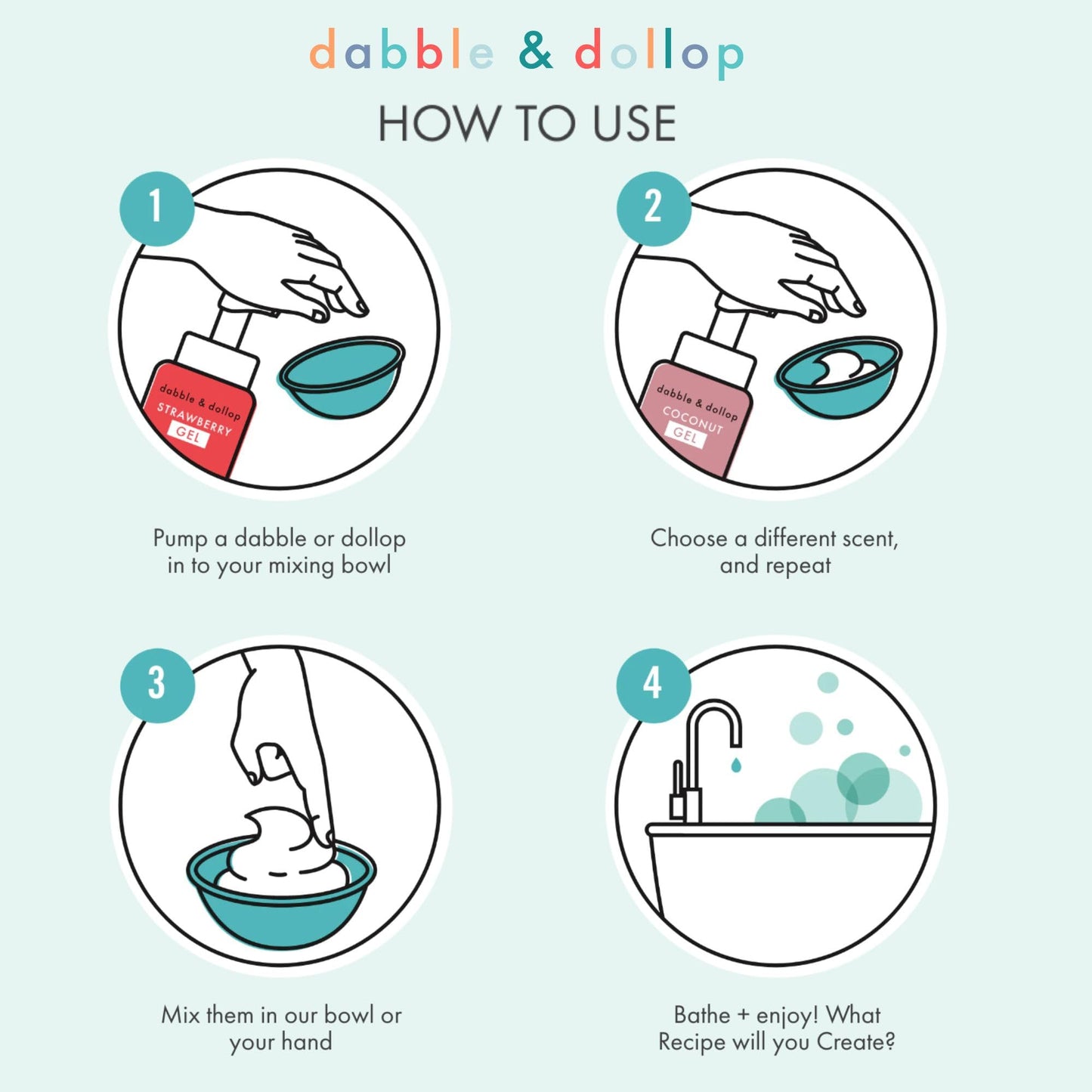 Dabble & Dollop Beachy Bundle, Natural Bubble Bath, Body Wash, Shampoo for Kids, USA-Made, Paraben & Sulfate Free, Vegan, Gluten-Free, Tear-Free, Honeydew Melon, Vanilla & Coconut (Set of 3)