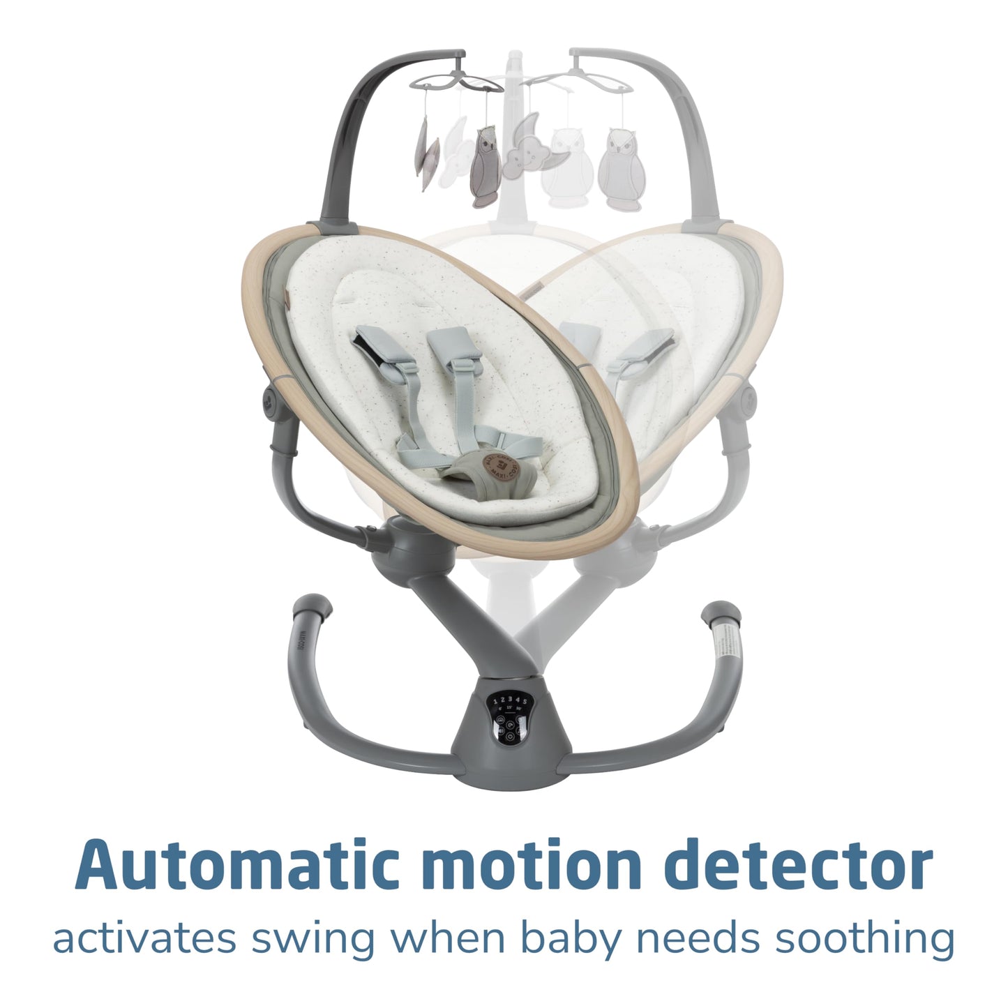 Maxi-Cosi Cassia Baby Swing: Portable, 360 Rotation, 5 Speeds, 12 Melodies, Recycled Fabric, Slate