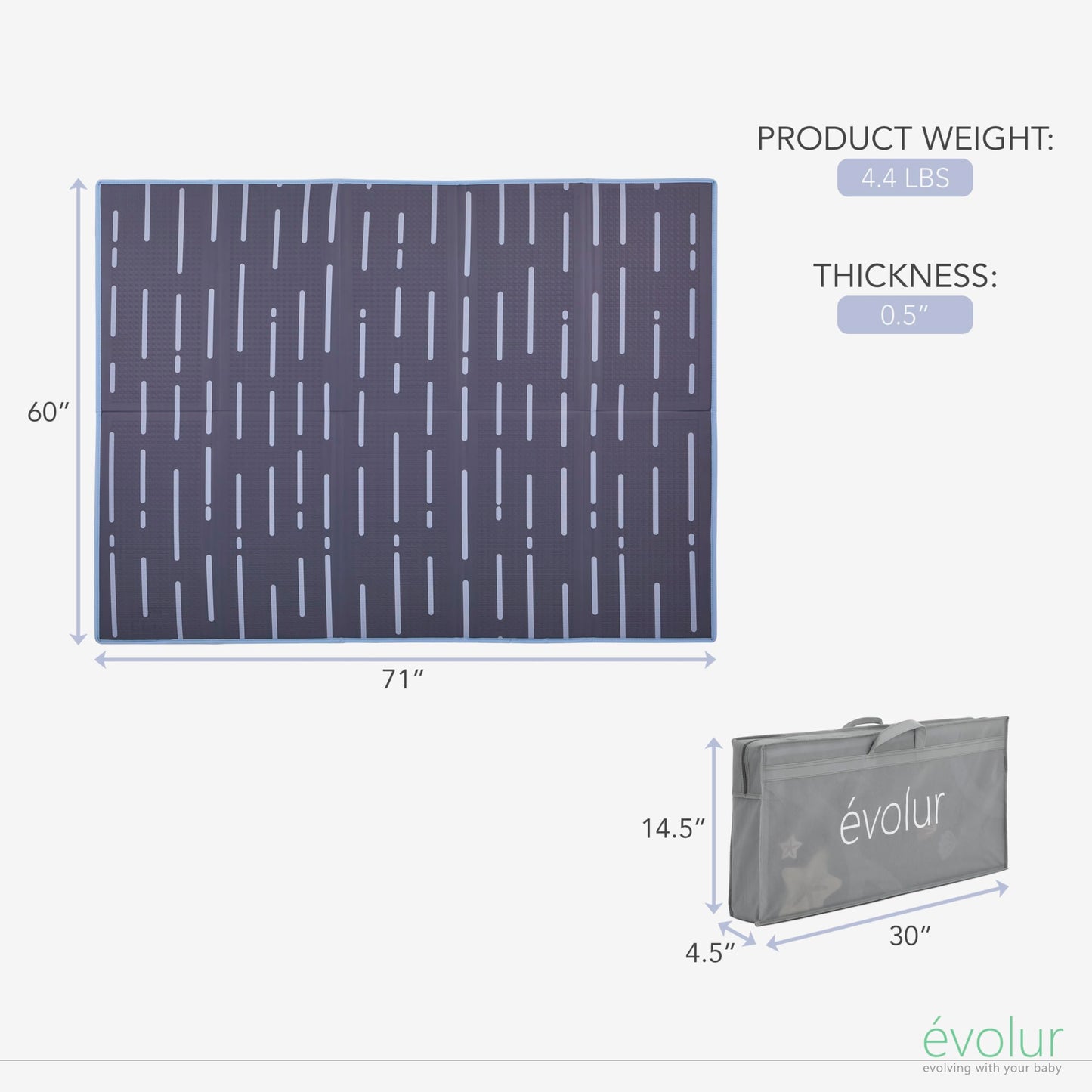 Evolur CozyCush Reversible Non-Toxic Baby Kids Playmat