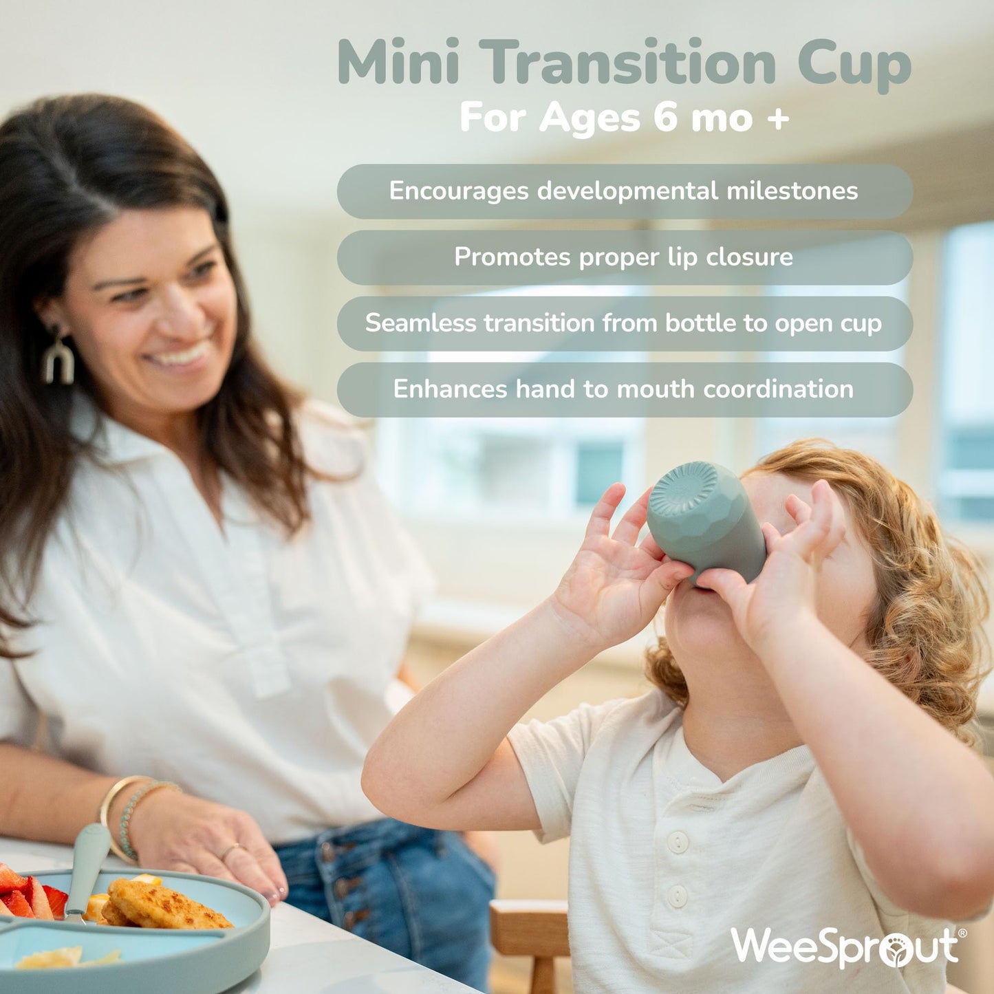 WeeSprout Silicone Baby Training Cups - Set of 2 Soft Silicone Cups - 2 oz