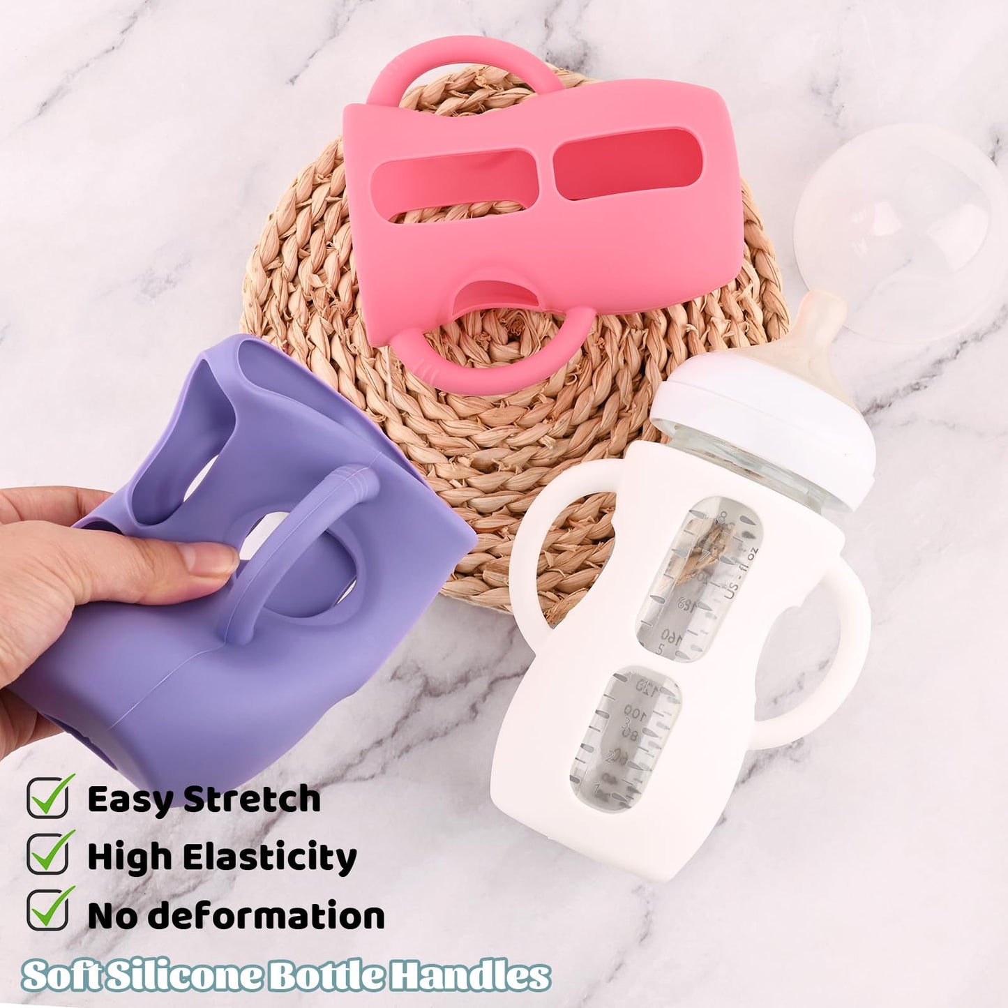 3 Pack Silicone Sleeves for Avent Natural Glass Baby Bottles, Anti Breakage Baby Bottle Holder, Compatible Philips Avent Glass Natural Baby Bottle 4 oz(Grey+Dark Blue+Apricot)