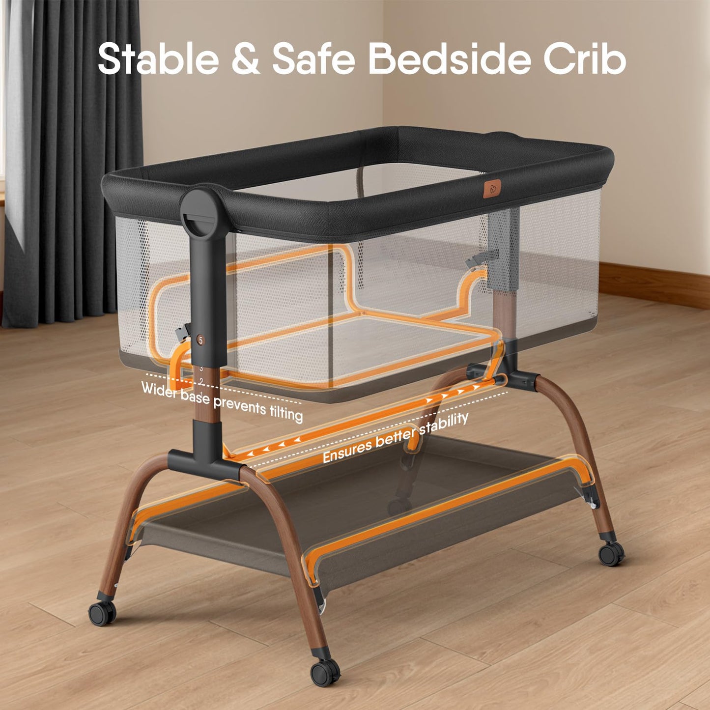 Baby Bassinet Bedside Crib, 3-in-1 Baby Bassinet Bedside Sleeper with Mattress