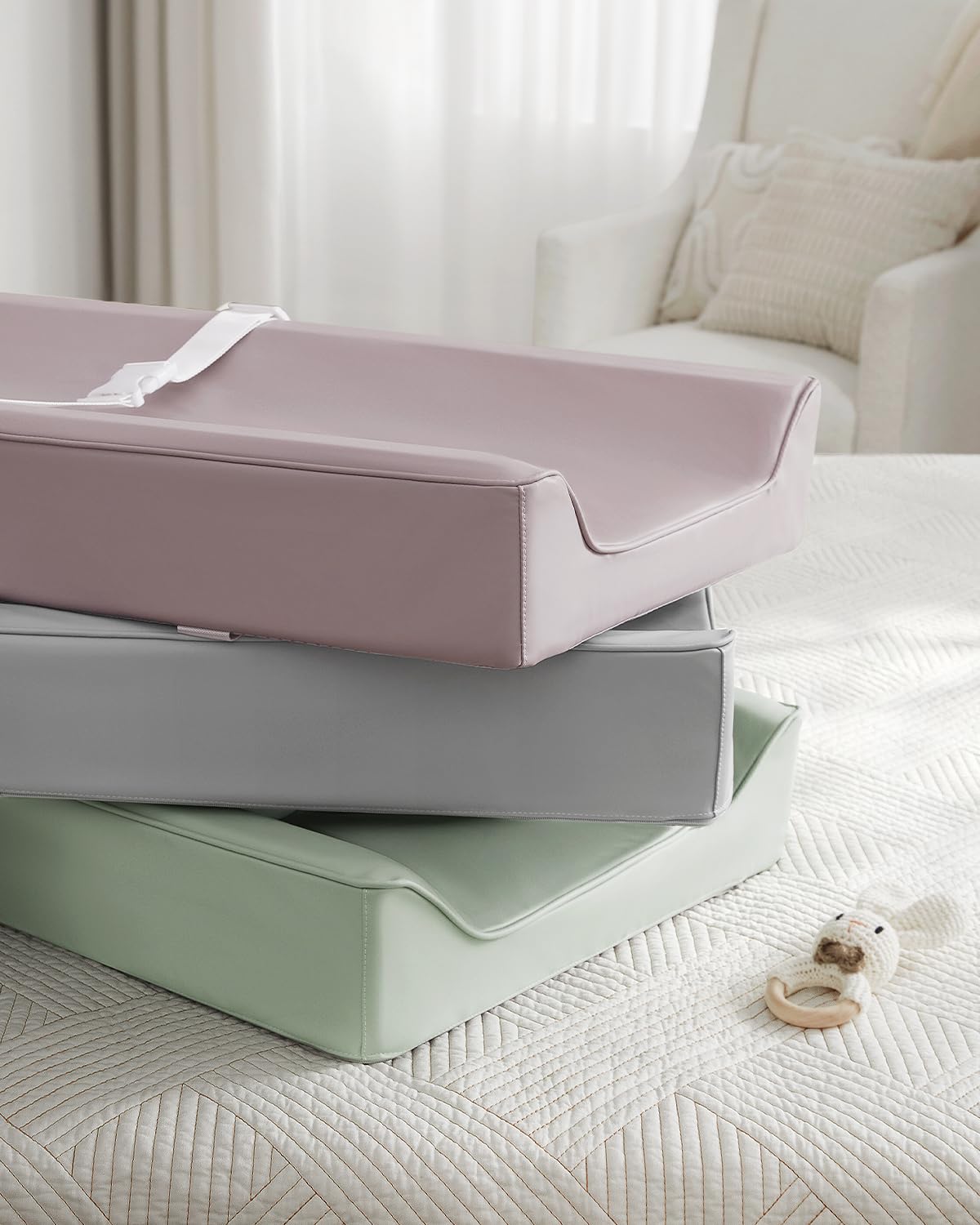 Blissful Diary Vegan Leather Baby Changing Pad with Waterproof & Wipe-Clean PU Cover