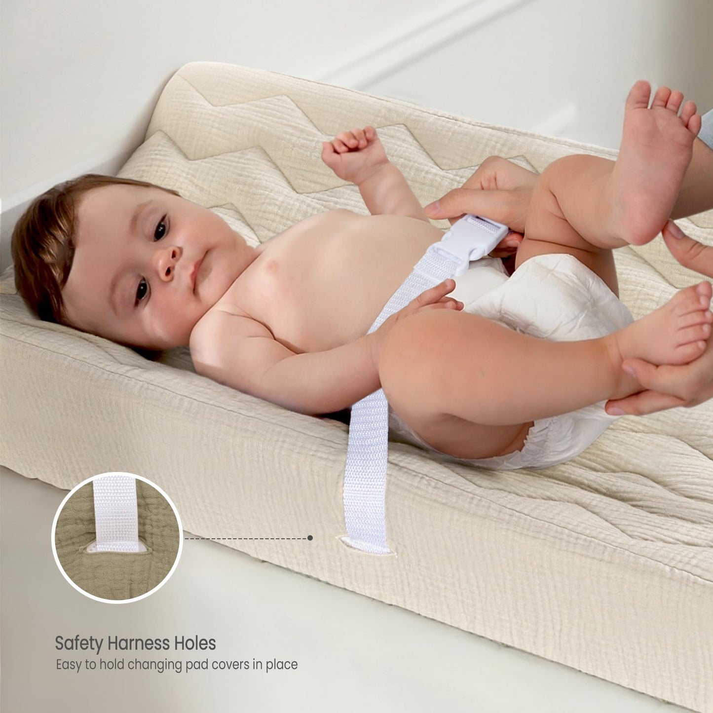 lulumoon Muslin Changing Pad Cover: Baby Cotton Quilted Changing Table Cover