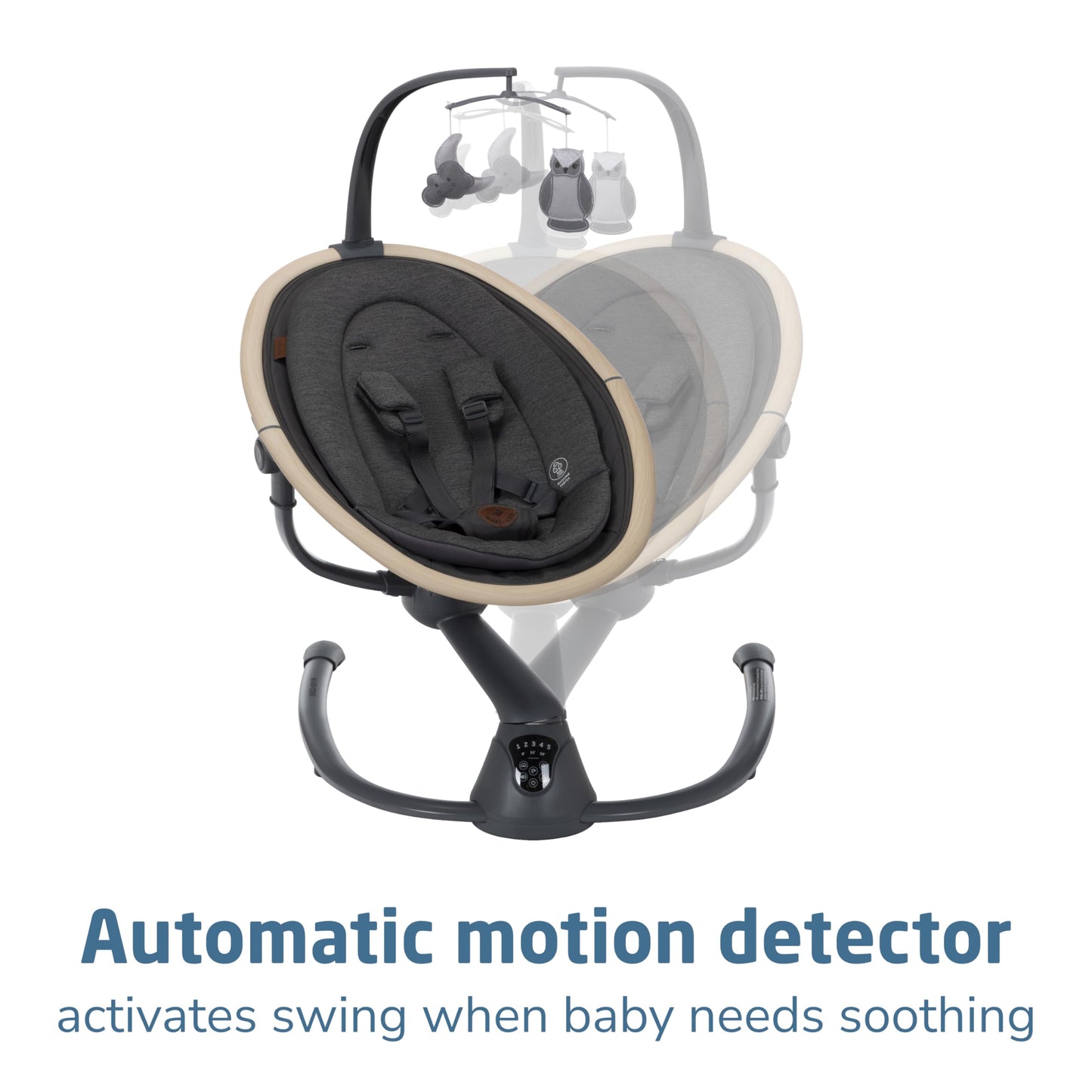 Maxi-Cosi Cassia Baby Swing: Portable, 360 Rotation, 5 Speeds, 12 Melodies, Recycled Fabric, Slate