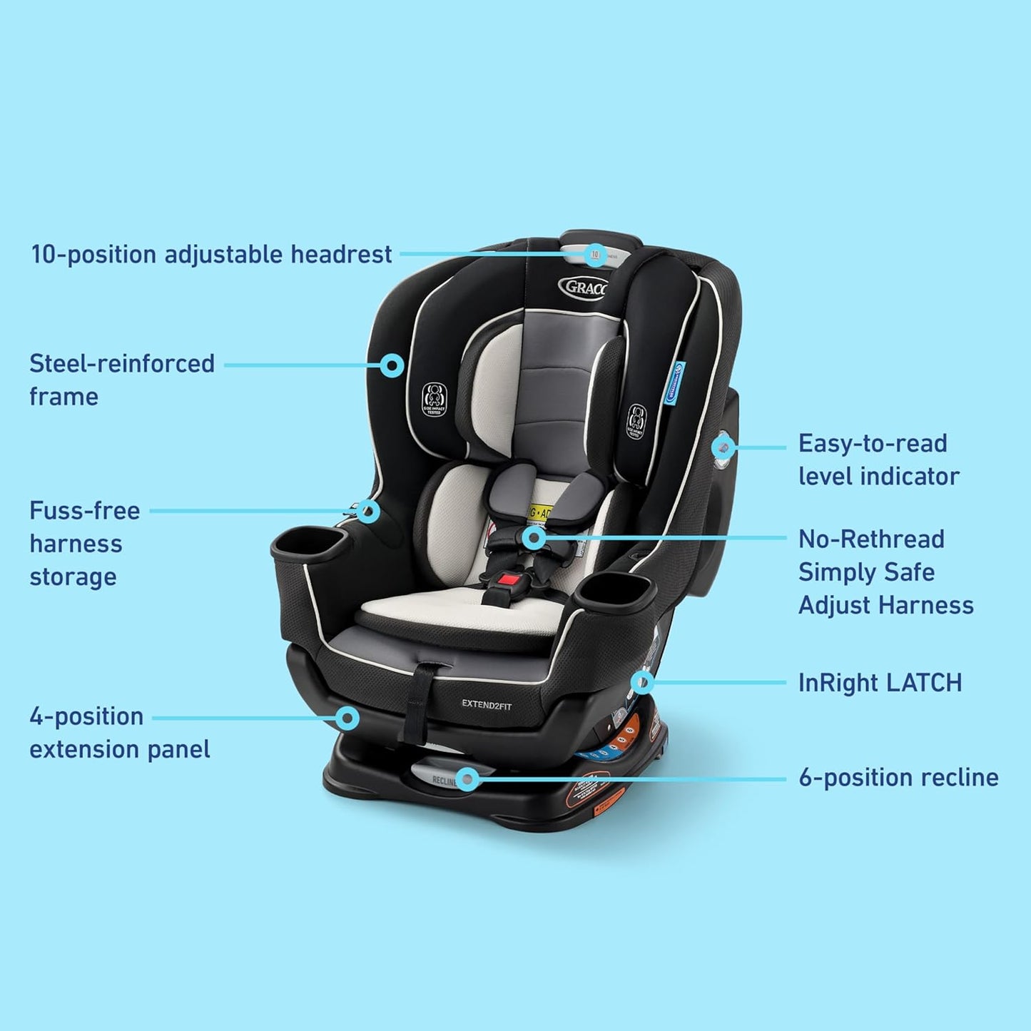 Graco Extend2Fit Convertible Baby Car Seat, Rear and Forward Facing