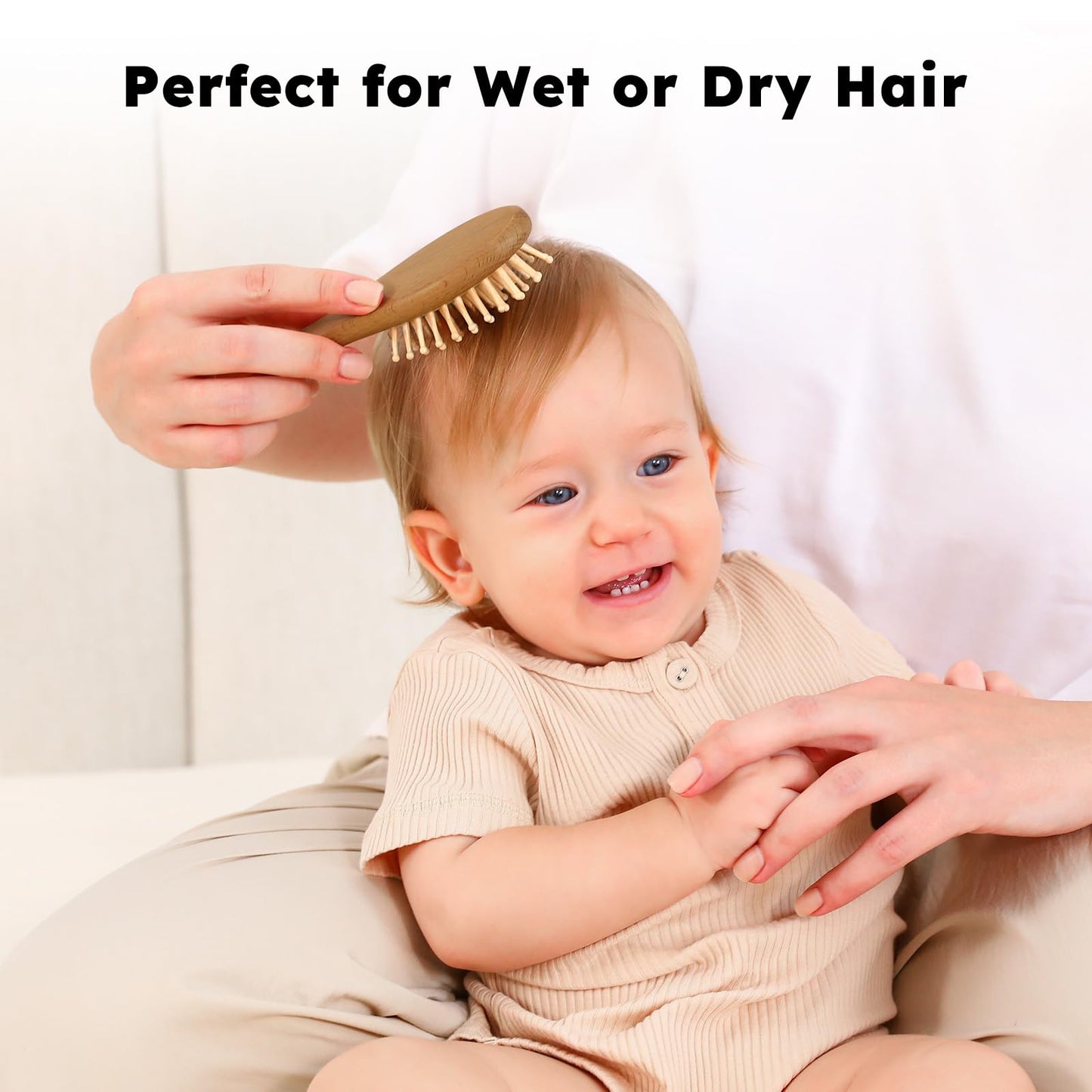 Yoofoss 4 Piece Baby Brush and Comb Set, Wooden Baby Brush with Natural Ultra Soft Goat Hair