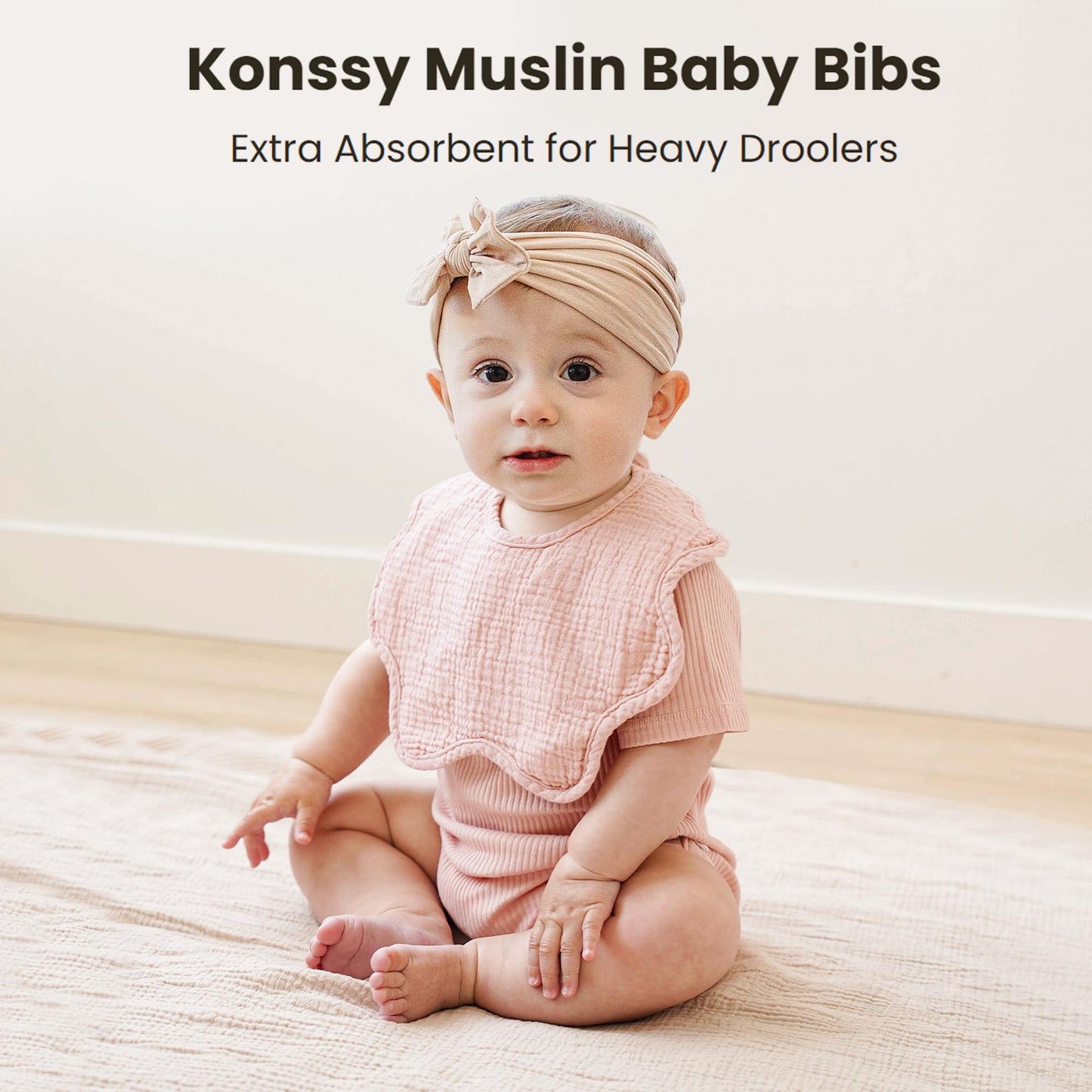 Konssy Muslin Baby Bibs 100% Cotton Absorbent Bandana Drool Bibs