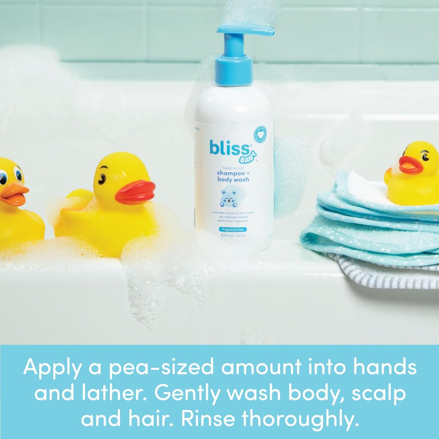 Bliss Baby Shampoo & Wash, Premium 2-in-1 For Babies & Kids, Unscented & Hypoallergenic - Pediatrician Approved - Dermatologist Tested - Vegan, Hydrating & For Sensitive Skin - Shea Butter & Calendula