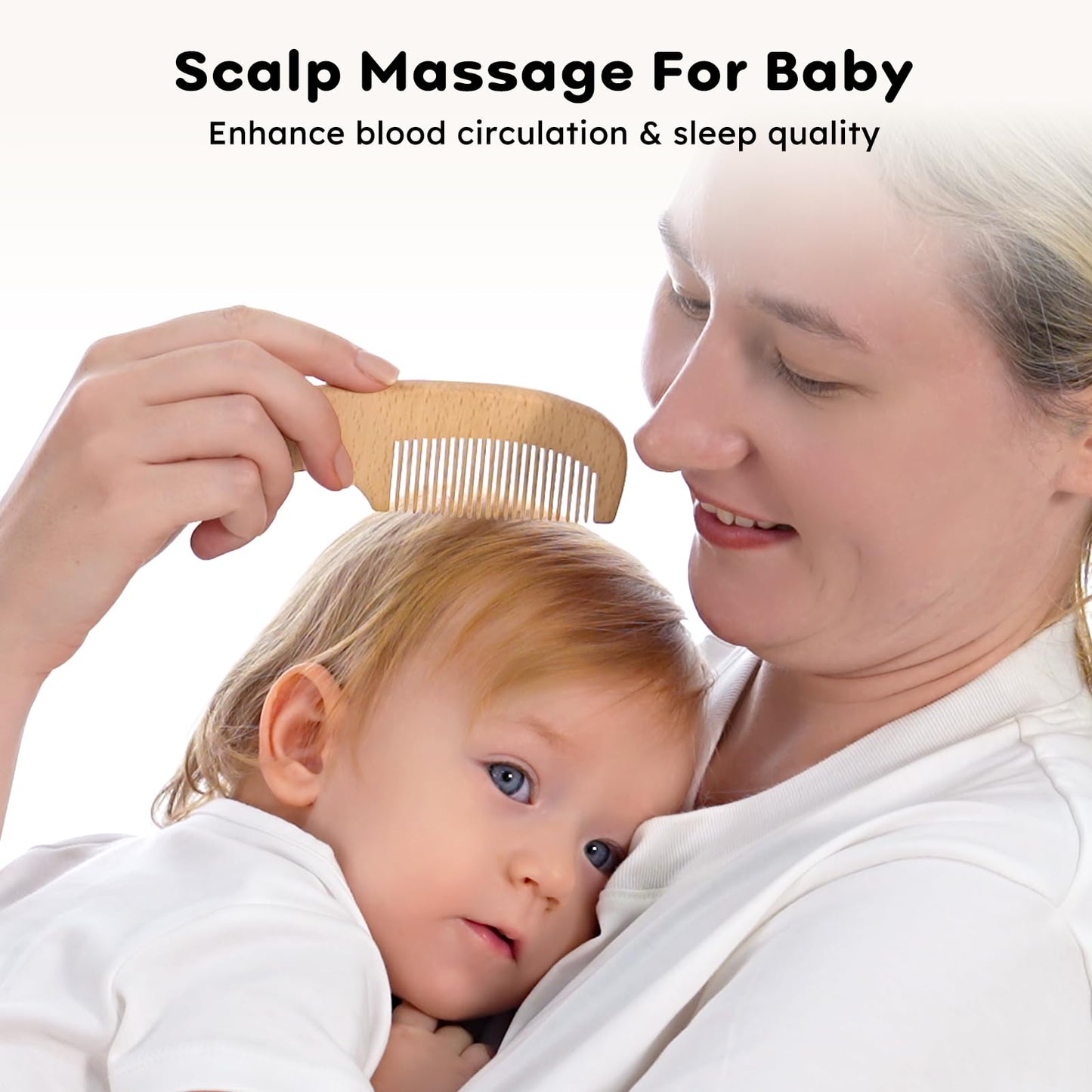 Yoofoss 4 Piece Baby Brush and Comb Set, Wooden Baby Brush with Natural Ultra Soft Goat Hair