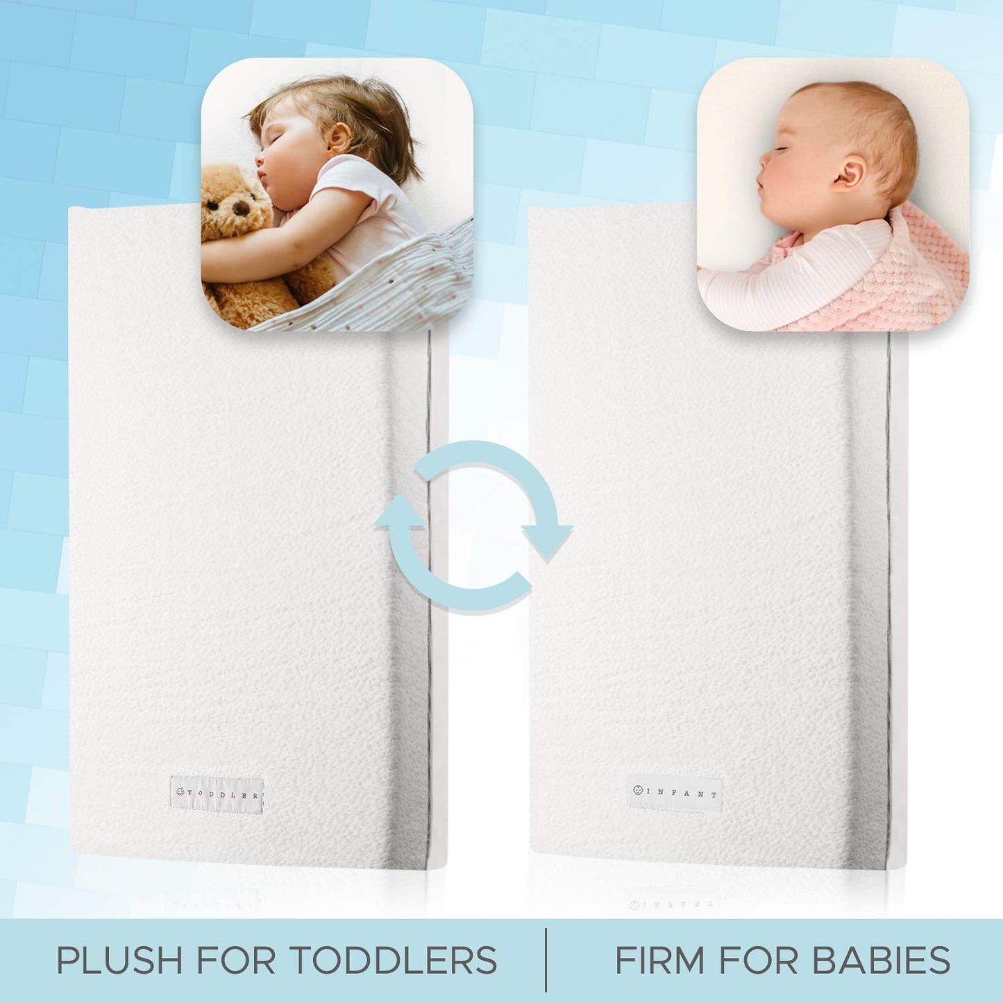 Organic Cotton Dual-Sided Mini Crib Mattress, 38x24x3 Premium Memory Foam 2-Stage CertiPUR-US Hypoallergenic Baby Mattress Firm Support for Infant Cooling Gel for Toddler Waterproof & Washable Cover