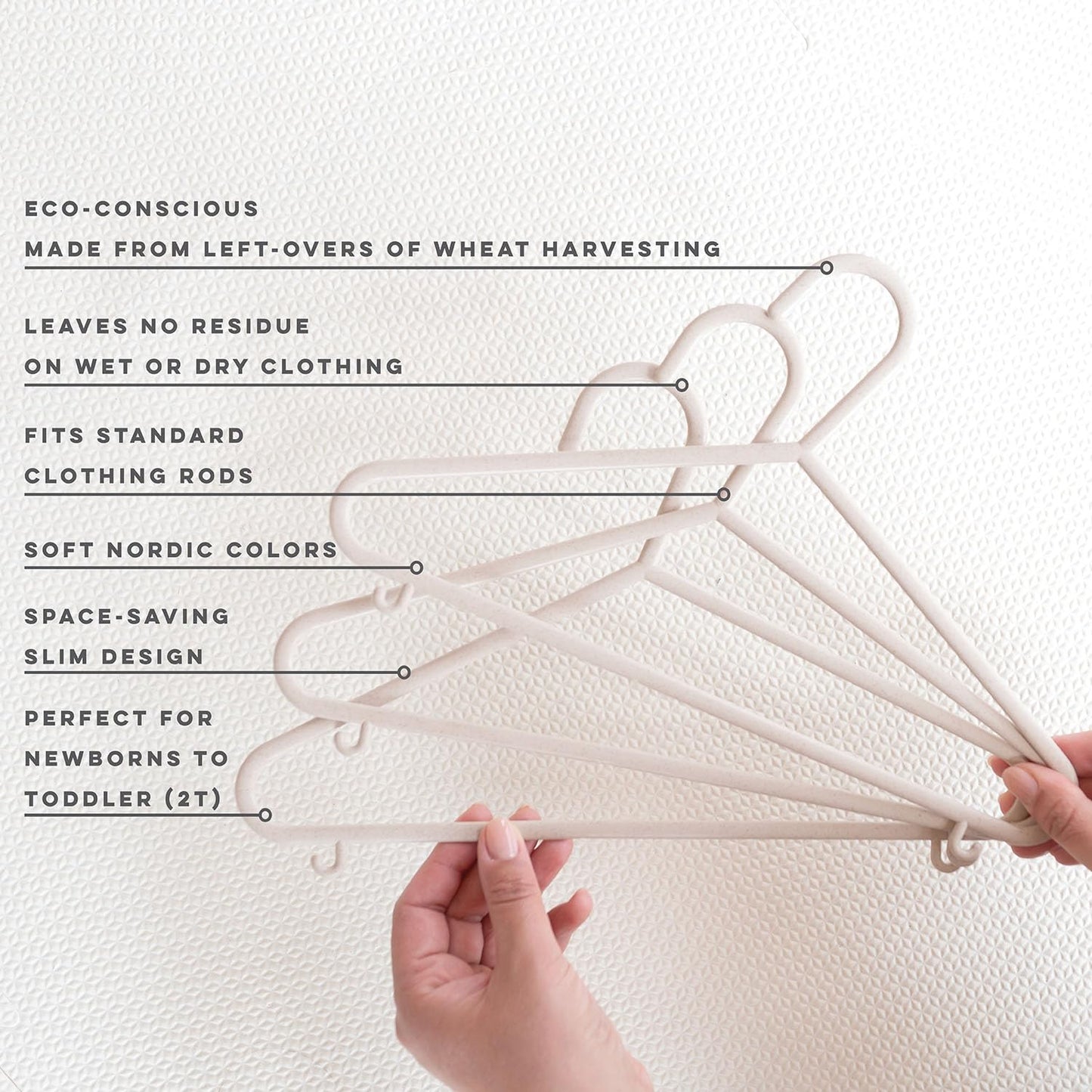 Sustainable Wheat Straw Plastic Toddler & Kids Hangers – Pack of 30
