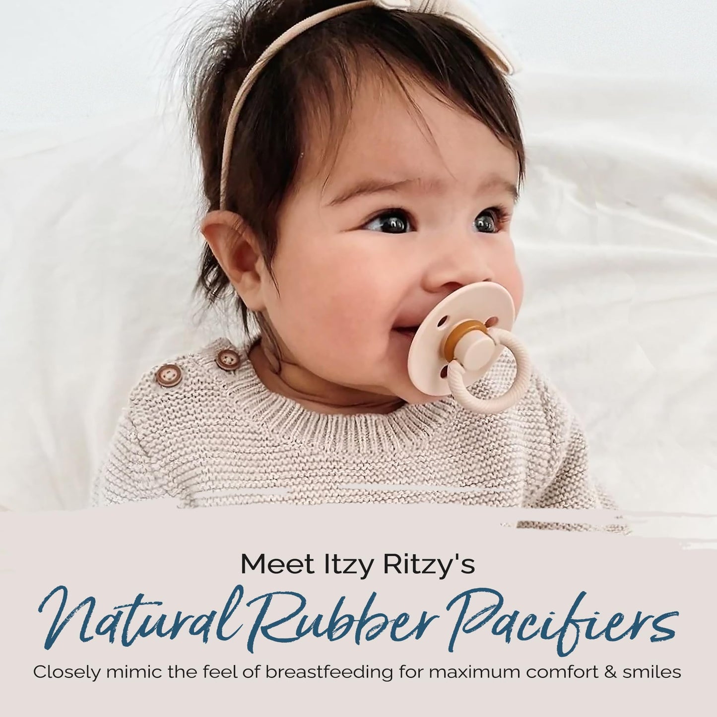 Itzy Ritzy Natural Rubber Pacifiers, Set of 2 – Natural Rubber Newborn Pacifiers with Cherry-Shaped Nipple & Large Air Holes for Added Safety; Set of 2 i