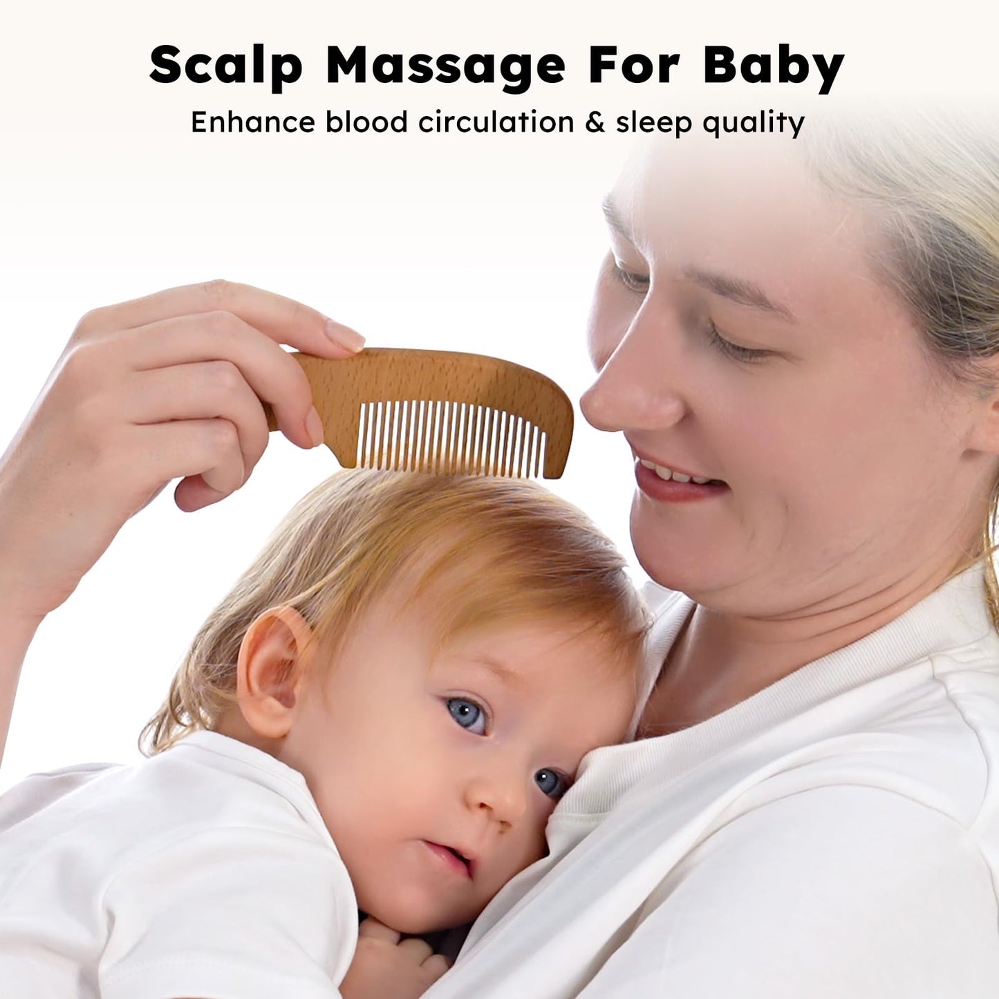 Yoofoss 4 Piece Baby Brush and Comb Set, Wooden Baby Brush with Natural Ultra Soft Goat Hair