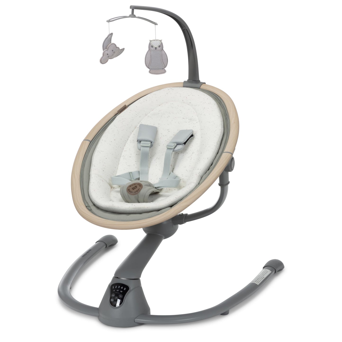 Maxi-Cosi Cassia Baby Swing: Portable, 360 Rotation, 5 Speeds, 12 Melodies, Recycled Fabric, Slate
