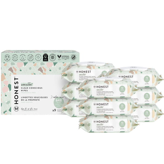 The Honest Company Clean Conscious Multi-Use Wipes | Hypoallergenic + Unscented for Sensitive Skin | Over 99% Water, Compostable, Plant Based, Baby Wipes | Pattern Play, 720 Count