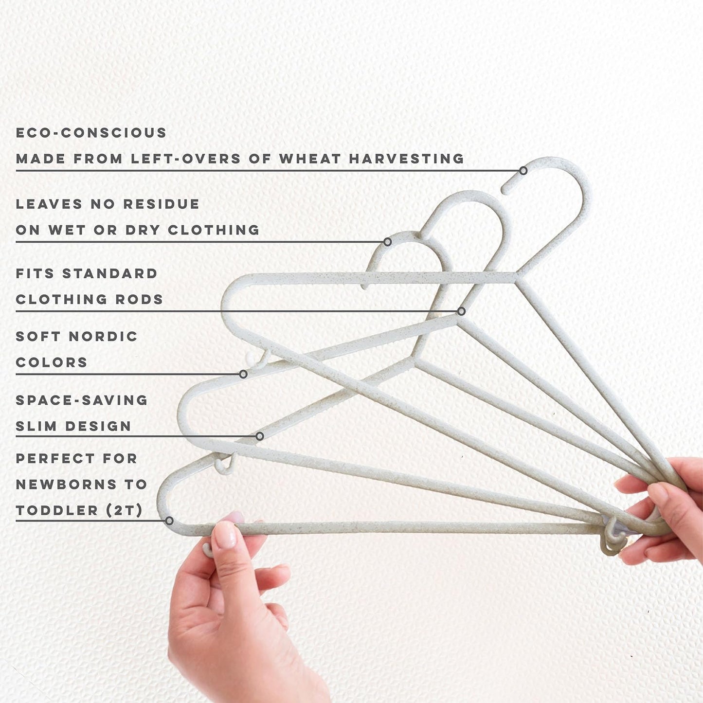 Sustainable Wheat Straw Plastic Toddler & Kids Hangers – Pack of 30