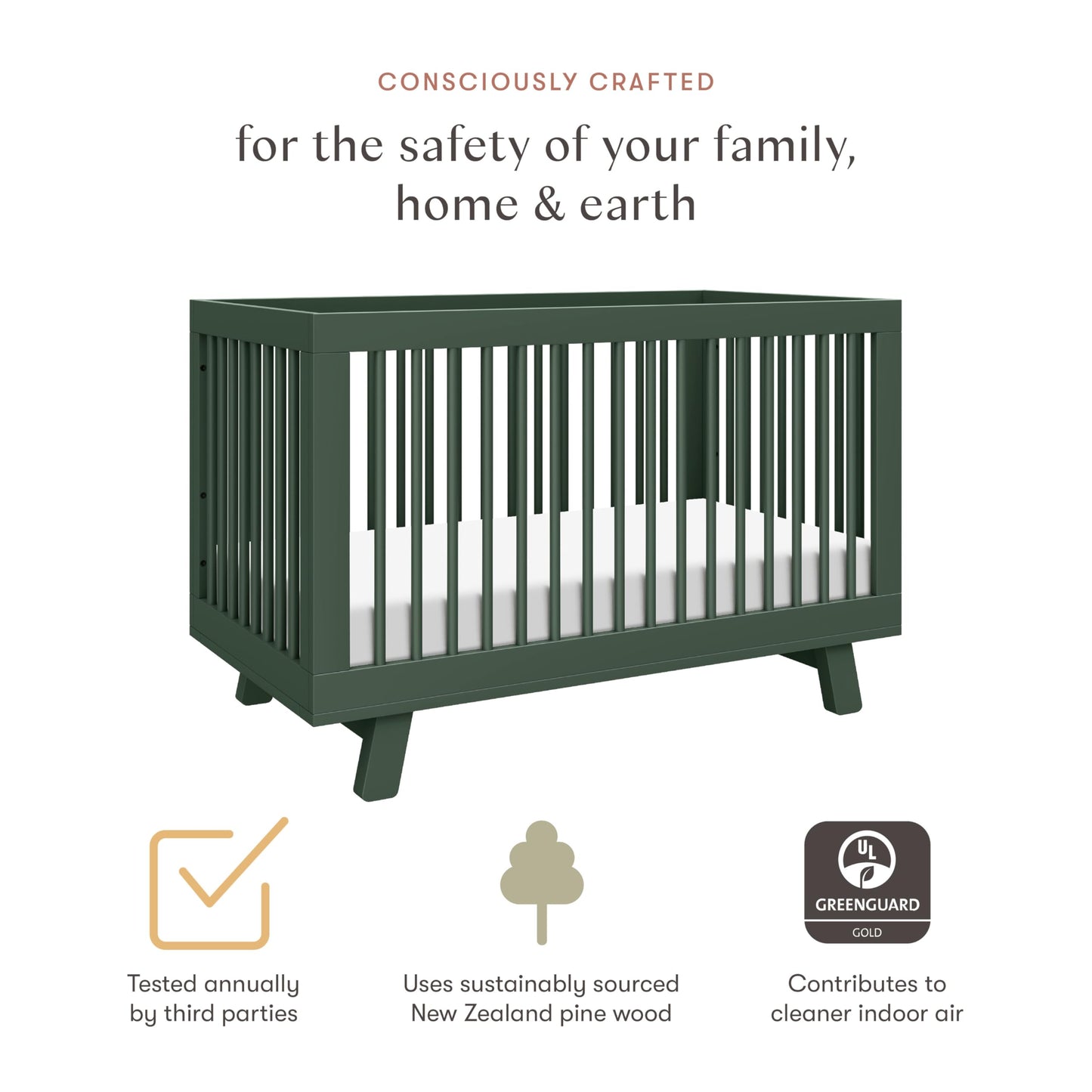 Babyletto Hudson 3-in-1 Convertible Baby Crib - GREENGUARD Gold Certified
