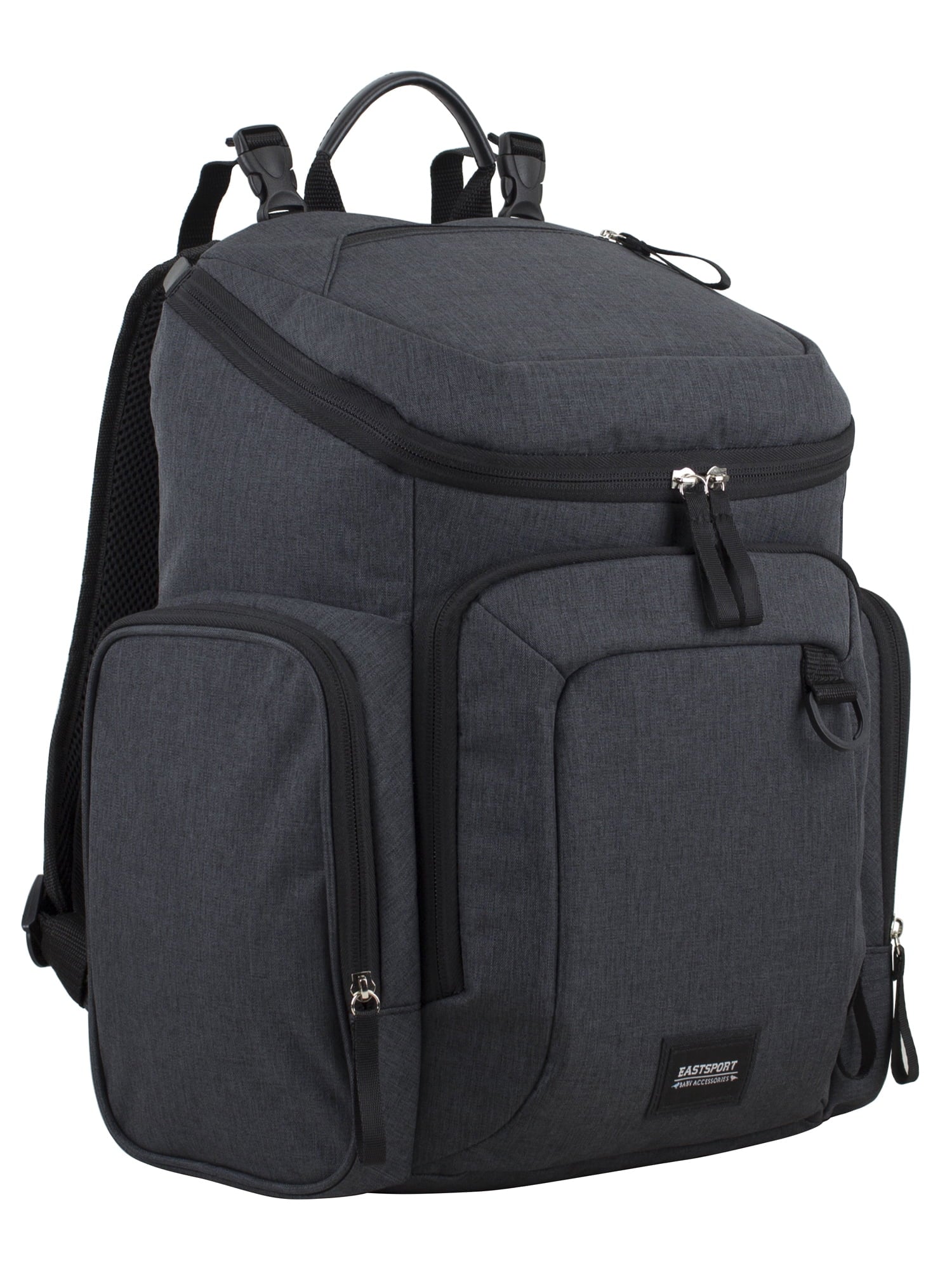 Wooster St. Large Backpack Diaper Bag with Adjustable Shoulder Straps, Bonus Changing Pad, Stroller Straps and Insulated Zipper Pockets, Dark Grey
