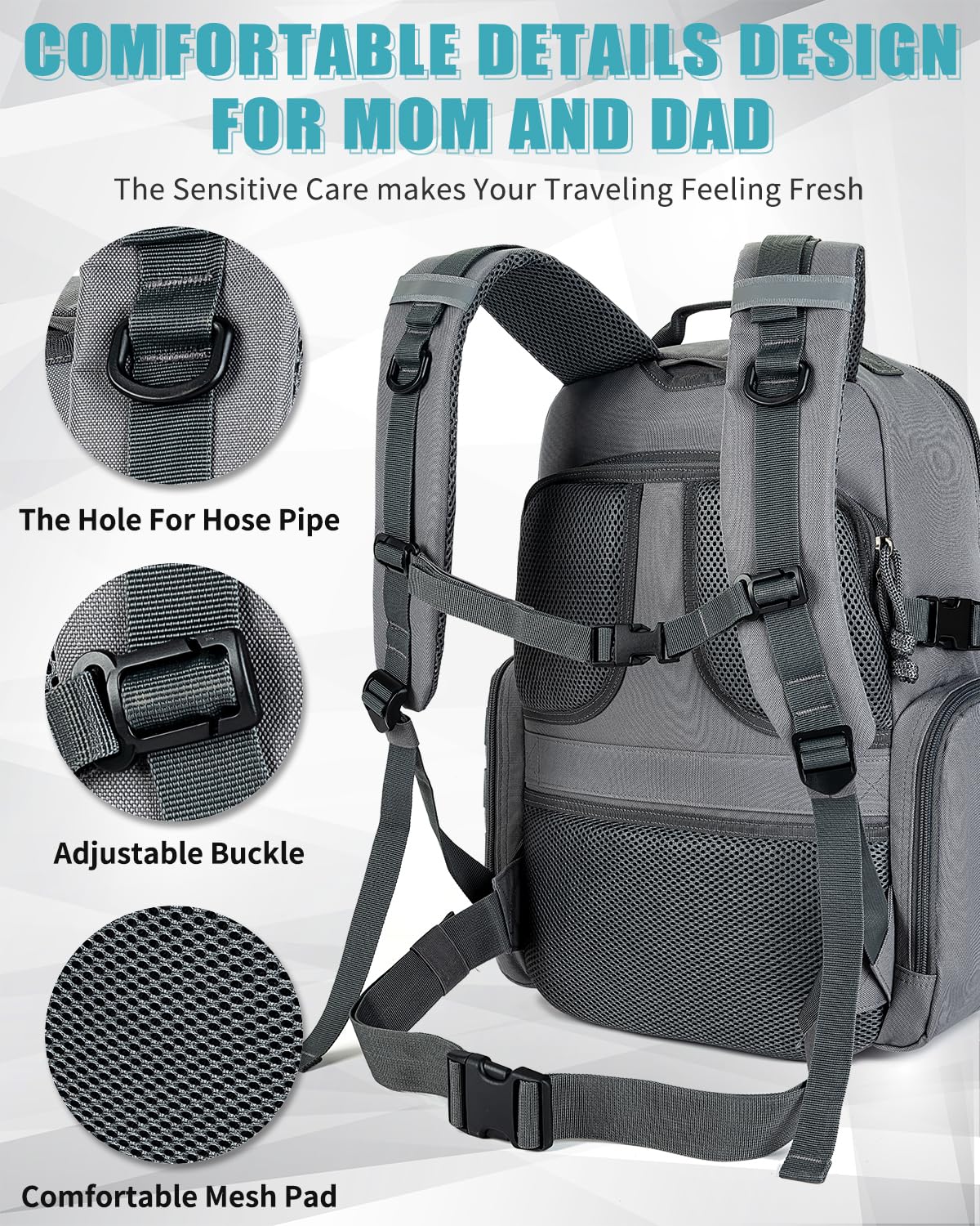 SHARKMOUTH Dad Diaper Bag Backpack - Military Baby Gear Backpacks with Daddy Patches Black