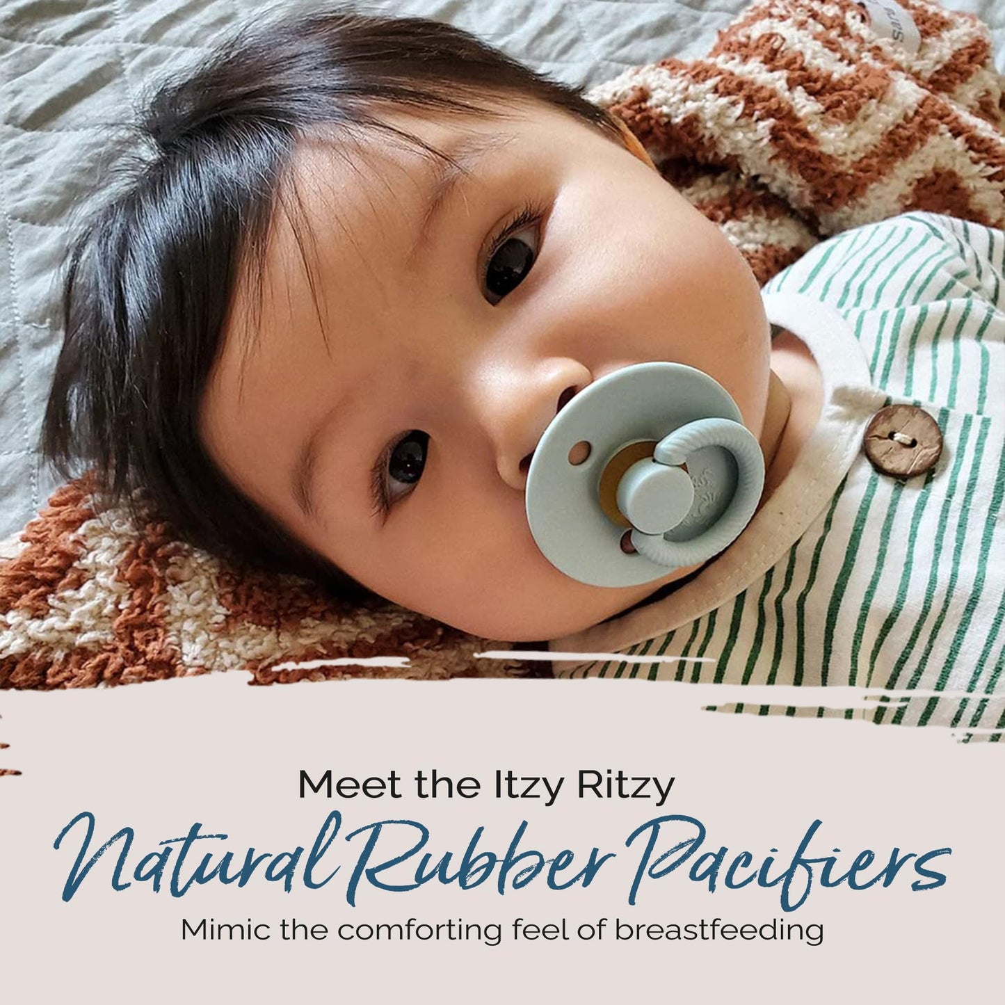 Itzy Ritzy Natural Rubber Pacifiers, Set of 2 – Natural Rubber Newborn Pacifiers with Cherry-Shaped Nipple & Large Air Holes for Added Safety; Set of 2 i