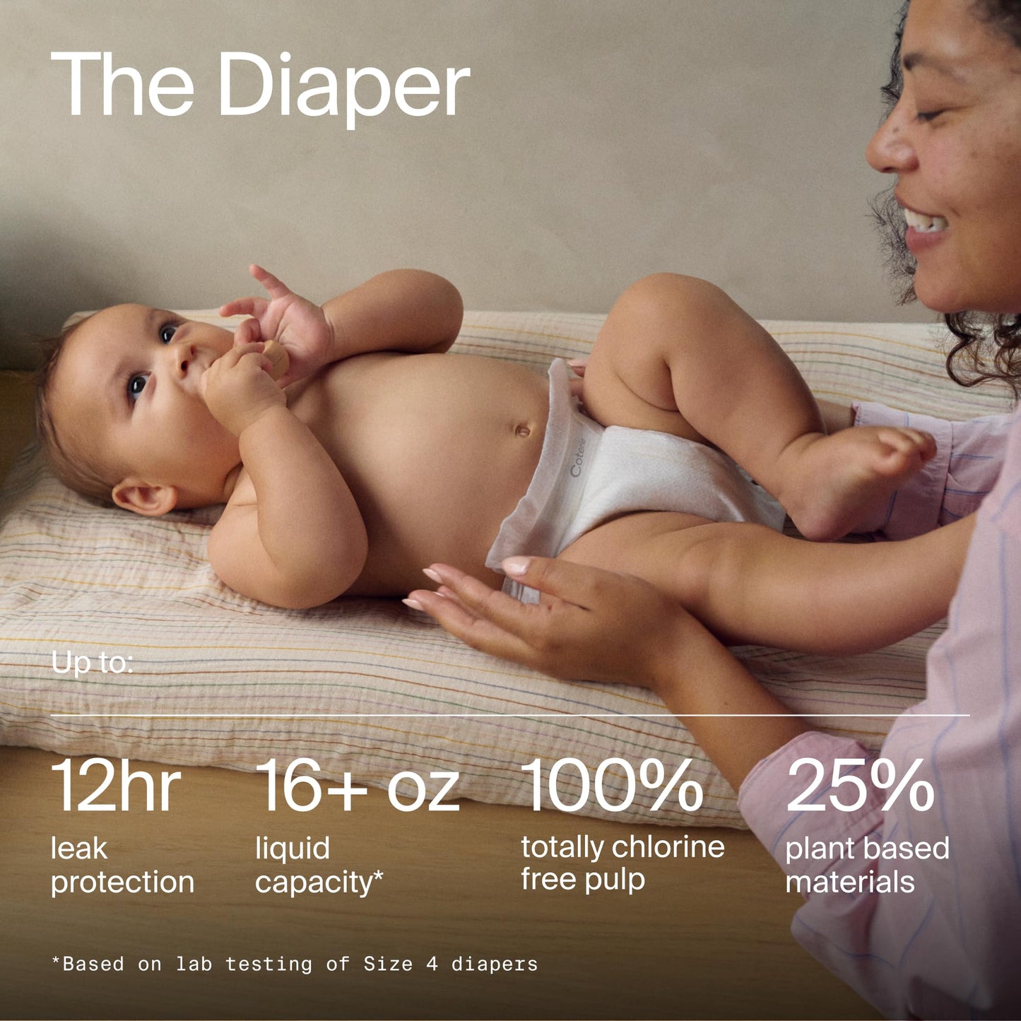 Coterie Baby Wipes + Diapers Kit, Size 1 (198 Count) & Size Newborn Diapers (93 Count), 4 Pack (224) Wipes with 99% Water, Plant Based Materials, Hypoallergenic for Sensitive Skin, Baby Essentials