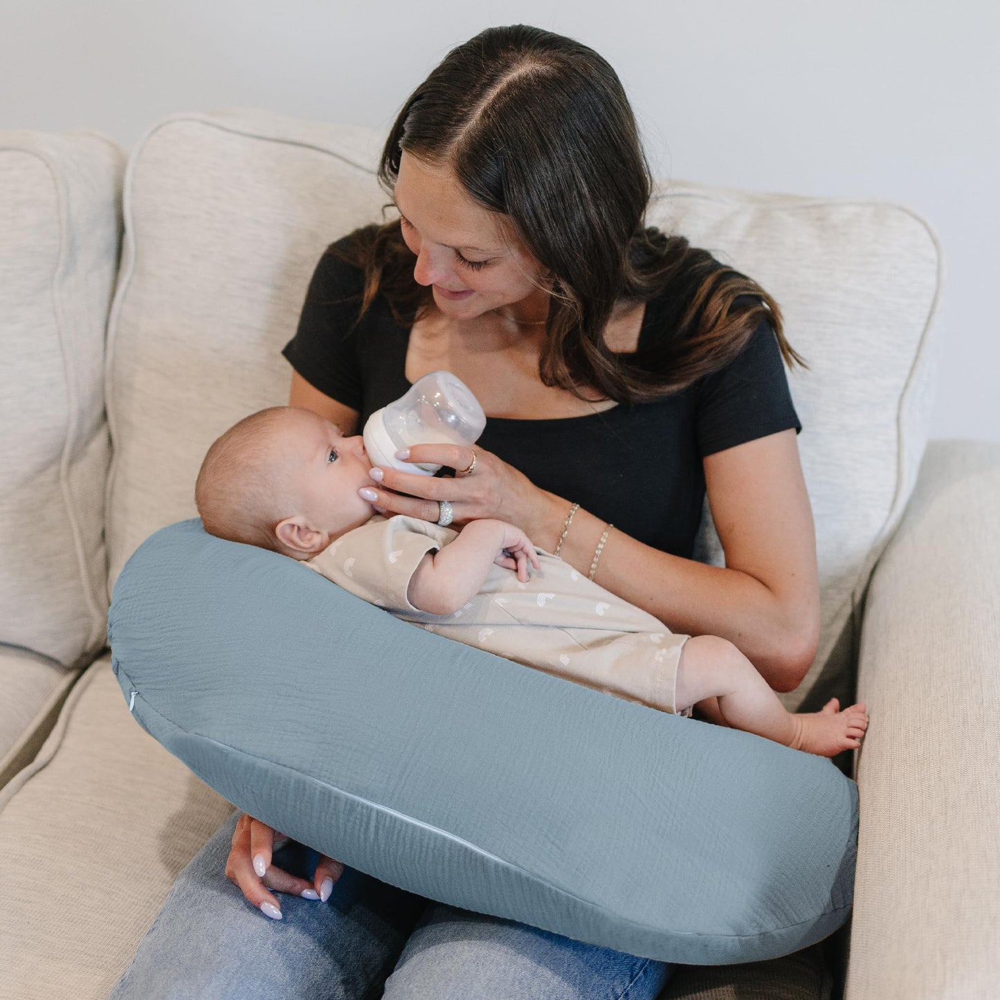 Konssy Muslin Nursing Pillow Covers, 100% Cotton Soft & Adorable Covers for Breastfeeding Pillows, Slipcovers for Newborn Baby Boys & Girls