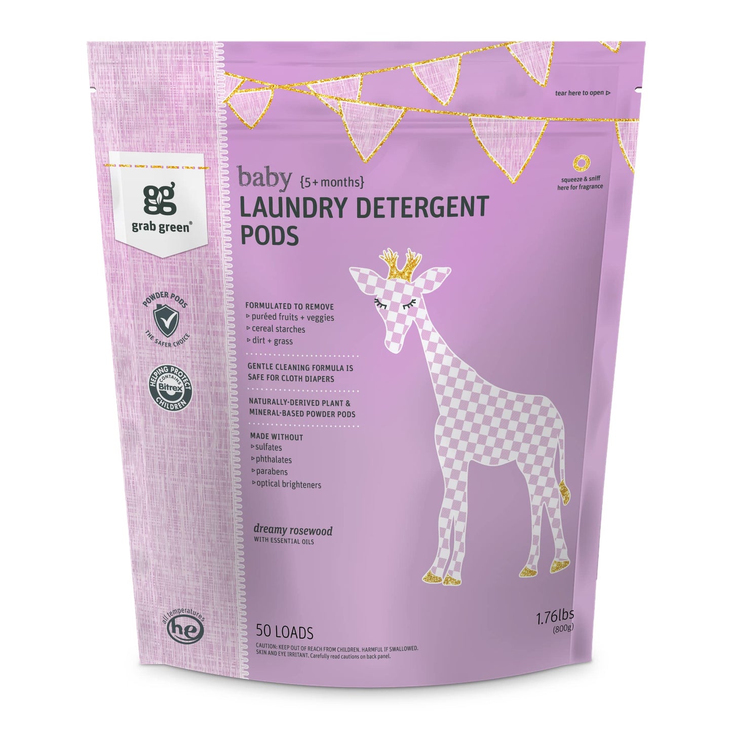 Grab Green Newborn Baby Laundry Detergent Pods, 60 Loads