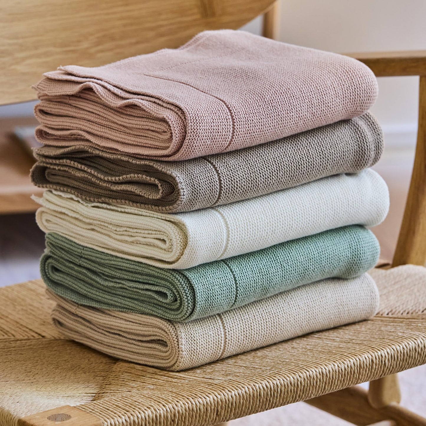 Knitted Organic Cotton Baby Blanket- Swaddle Blanket, 30" x 40" Soft Receiving Blanket for Newborn (Mochachino)