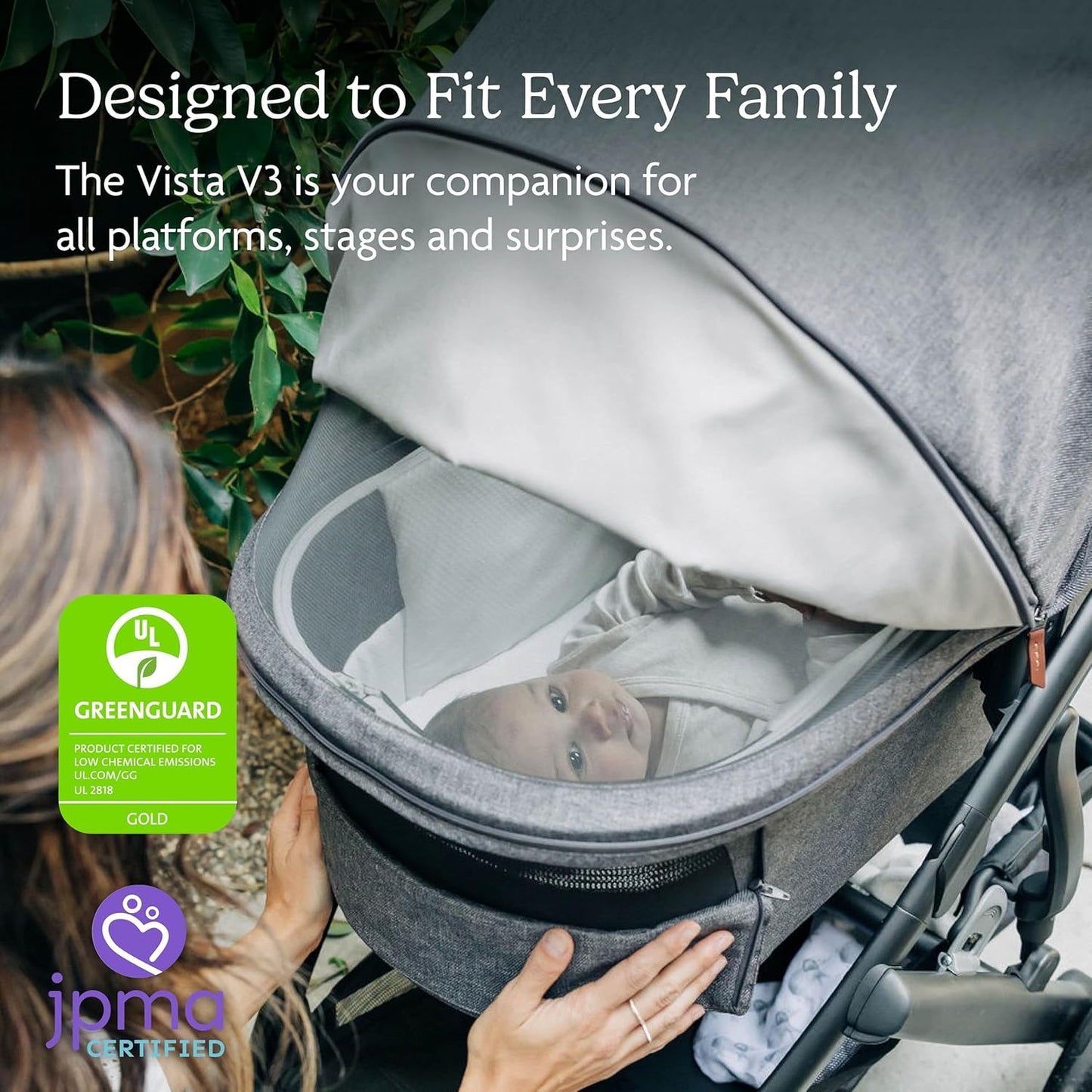 UPPAbaby Vista V3 Stroller + Bassinet V3 - Convertible Single-to-Double Stroller System