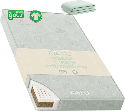 KATU 100% Organic Latex+Coconut 2-Stage Crib Mattress