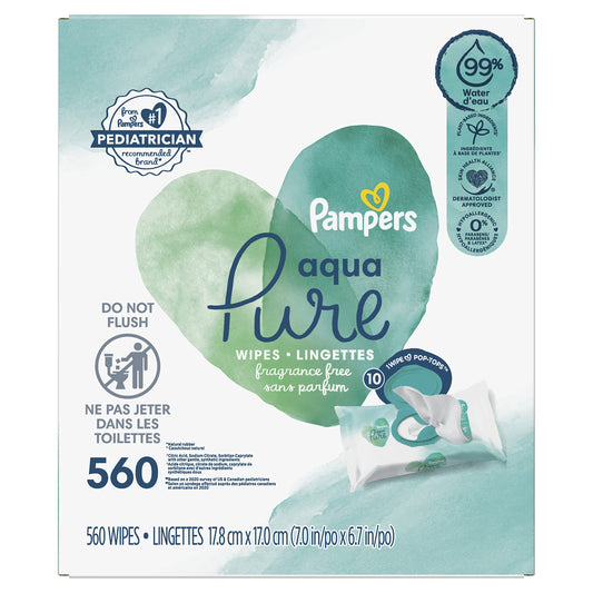 Pampers Baby Wipes Aqua Pure, 99% water-based wipes