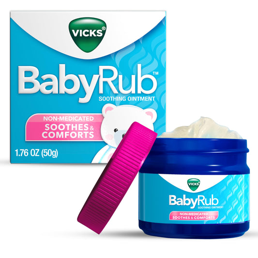 Vicks BabyRub Chest Rub Ointment with Soothing Aloe, Eucalyptus, Lavender, and Rosemary, 1.76 oz