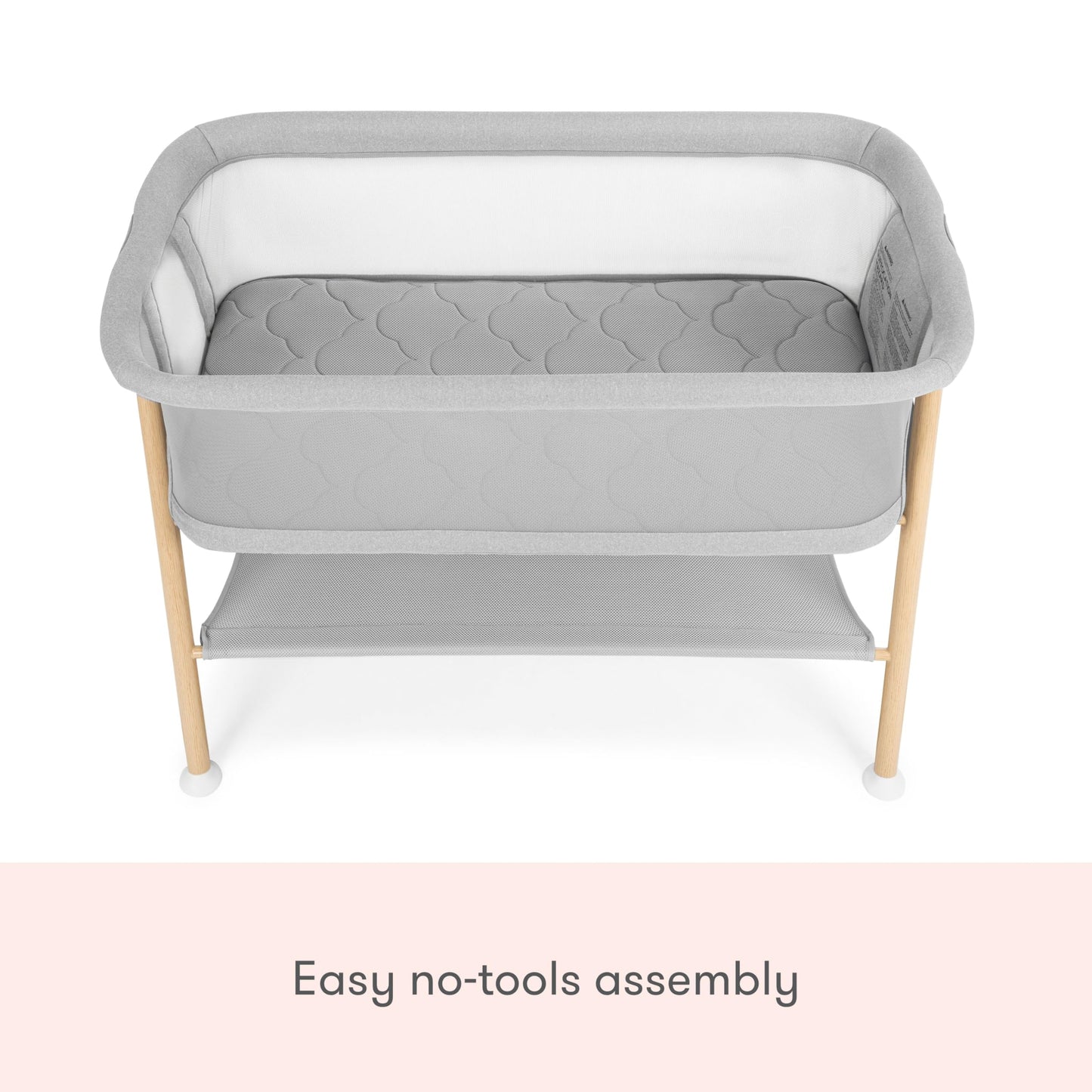 Newton Baby Essential Bassinet – Ultra-Breathable, Completely Washable, More Airflow for Safer, Cooler Sleep, Non-Toxic, Bedside Sleeper, Storage Shelf