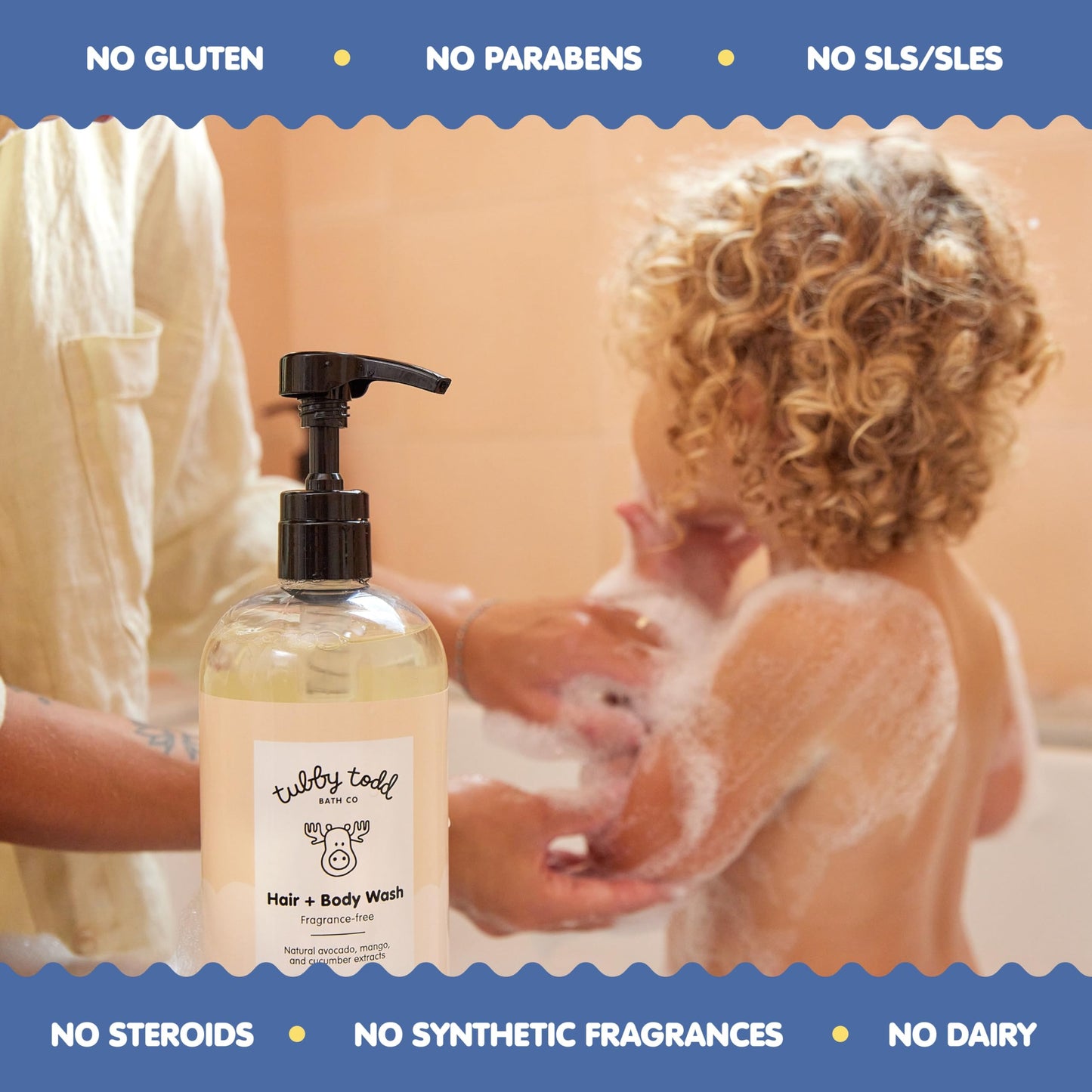 TUBBY TODD Baby Bundle Newborn Skin Care Set - Hypoallergenic Hair + Body Wash, All Over Ointment with Colloidal Oatmeal, Sweet Cheeks Diaper Paste - Fragrance Free, Standard Size